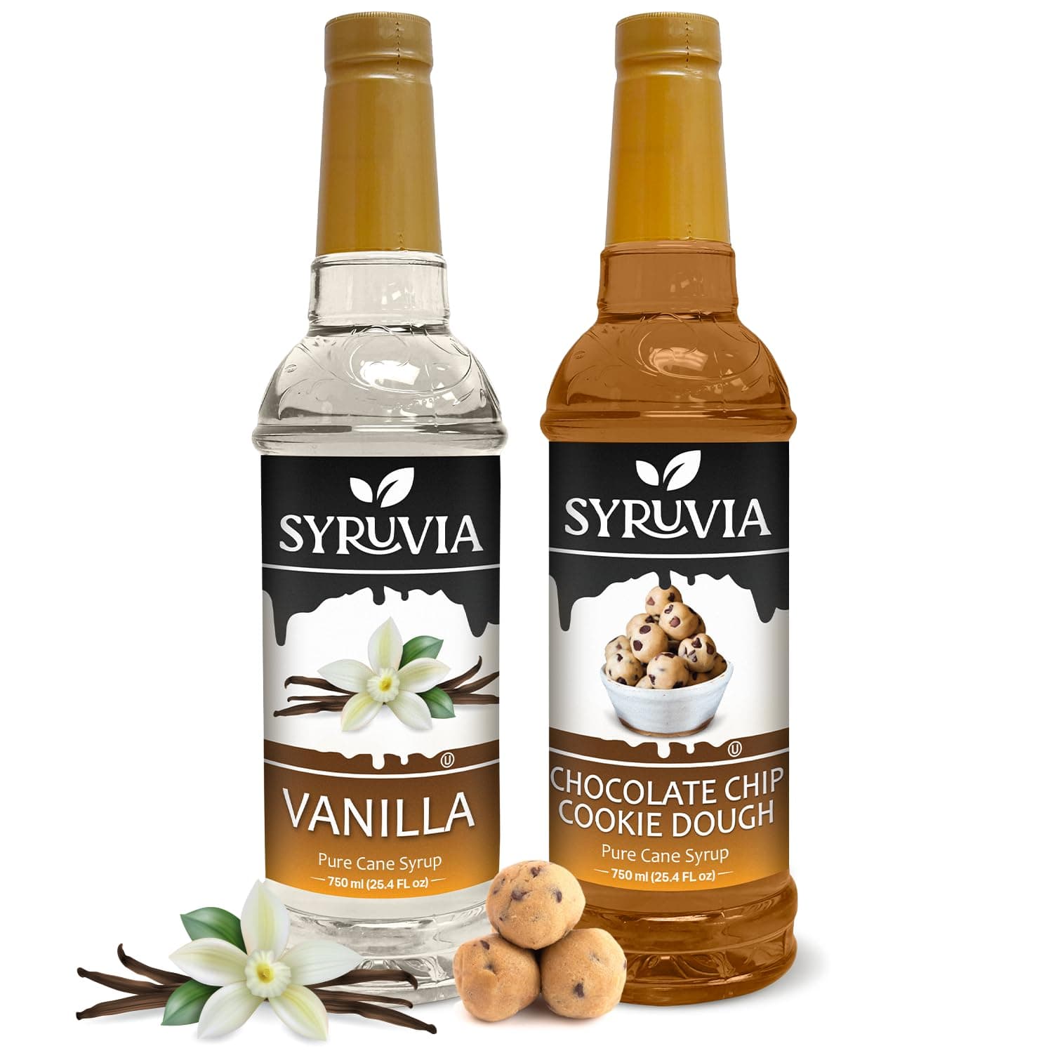 Coffee Syrup Variety Pack - Vanilla & Chocolate Chip Cookie Dough- Gluten-Free, Kosher, 25.4 fl oz Bottles - Enhance Your Coffee Experience with Premium Flavoring Syrups