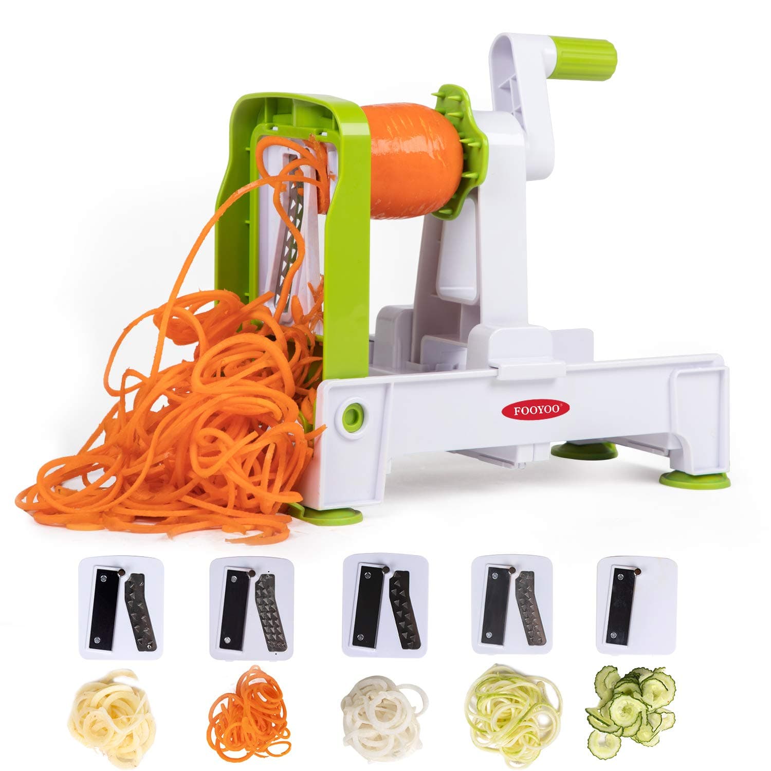 Spiralizer Vegetable Slicer 5-Blade, Zoodle Maker Zucchini Spaghetti Maker, Strongest-and-Heaviest Duty Veggie Spiralizer with Brush