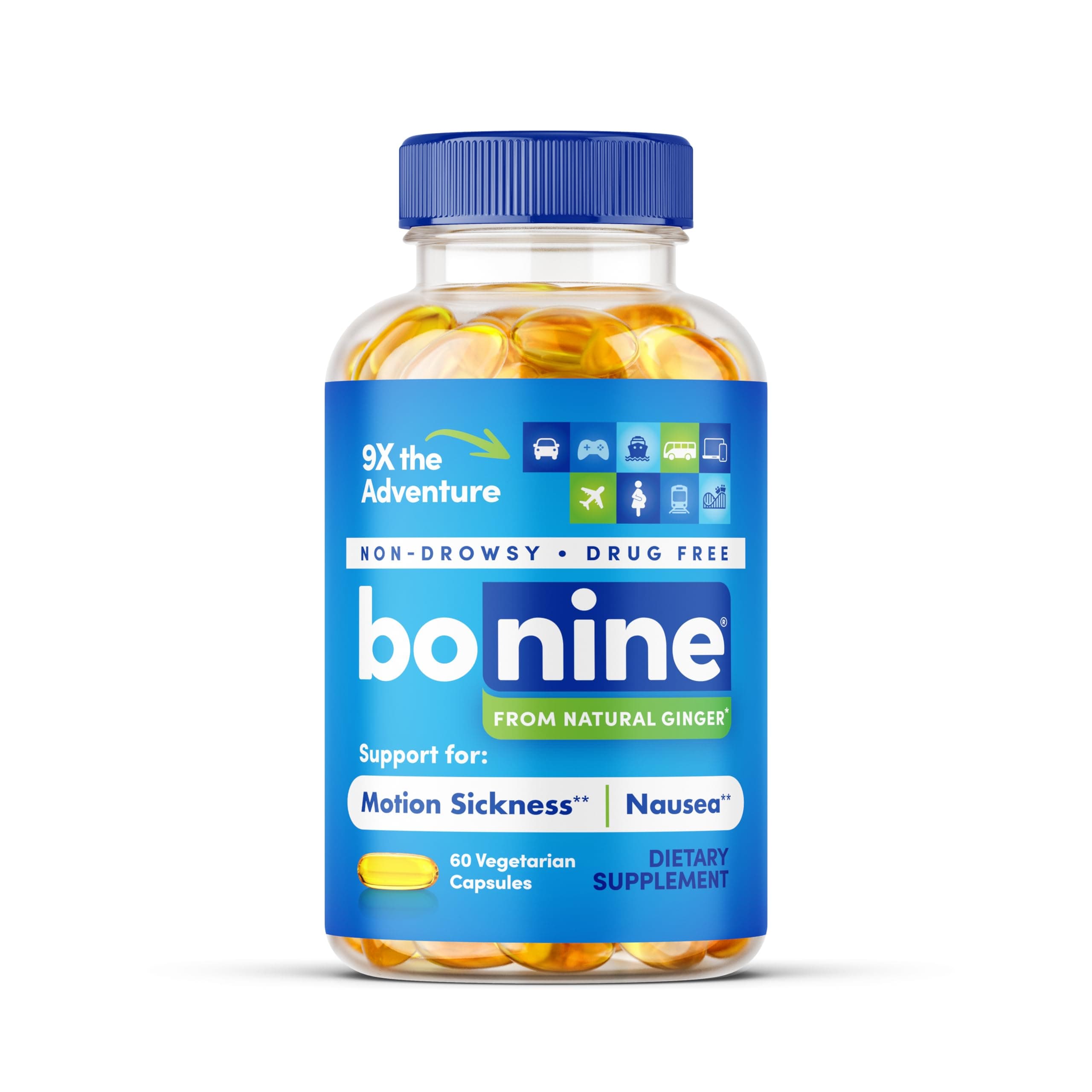 Bonine Ginger Non-Drowsy Motion Sickness Relief with Ginger Root Extract
