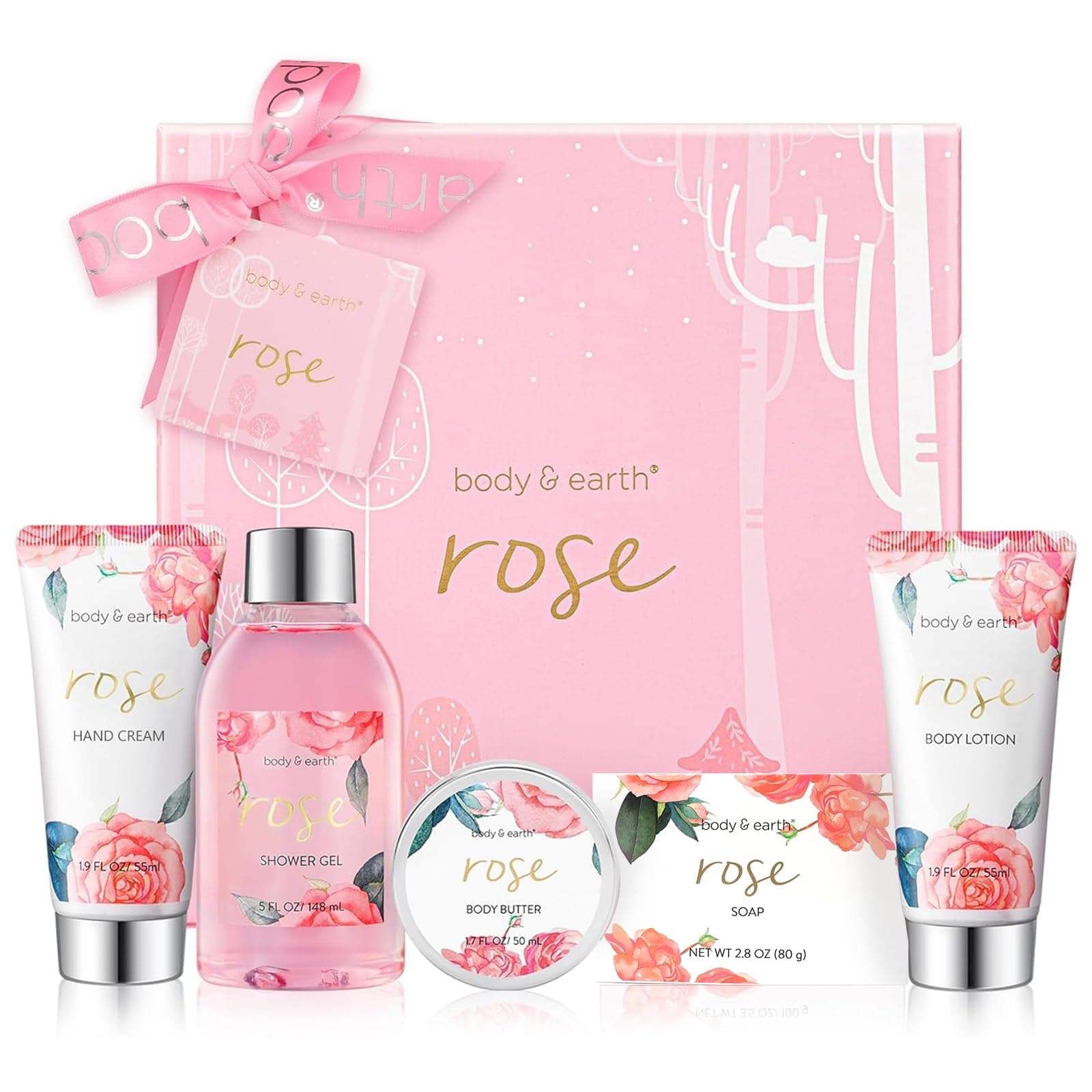 Bath Spa Gift Box for Women - Luxurious 6 Piece Bath and Body Set Includes Bubble Bath, Body Butter, Hand Cream, Body Lotion, Hand Soap and Paper Bath Soap, Perfect Women Gift for Home SPA Relaxation