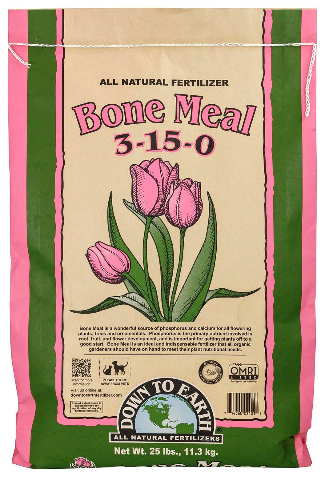 Down To Earth All Natural Bone Meal 3-15-0 Fertilizer - 25 lb 02401