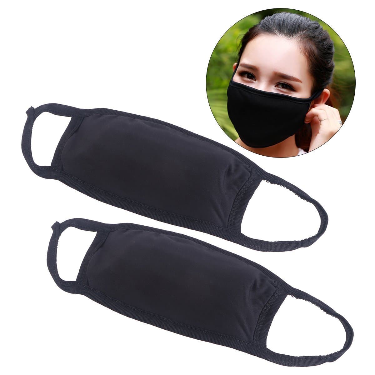 ULTNICE 2pcs Face Mouth Mask Cotton Face Mask Dual Layer Mouth Mask for Riding Keep Warming