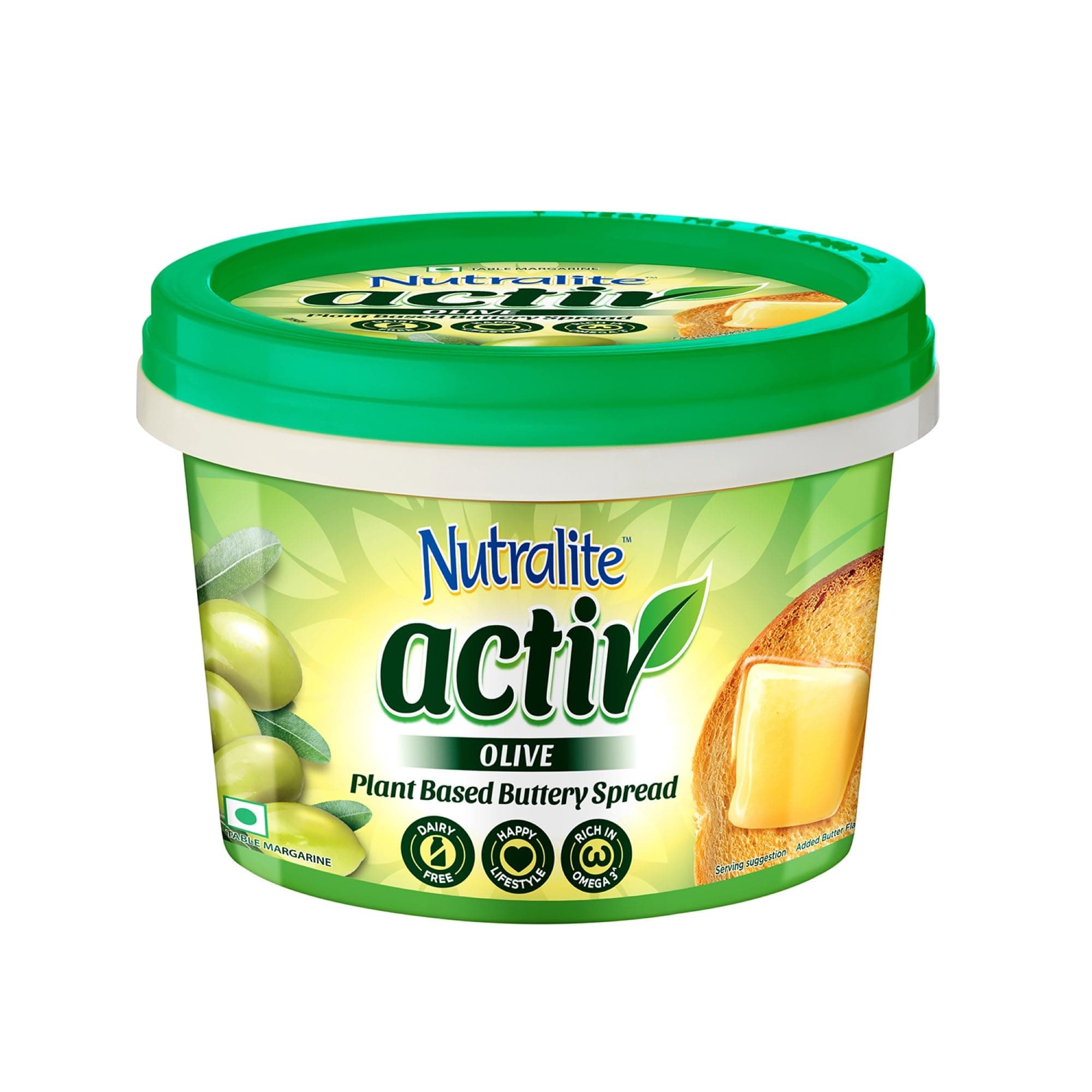 Nutralite Activ Plant Based Spread - Olive - 200 g Tub | Dairy-Free | Rich in Omega 3