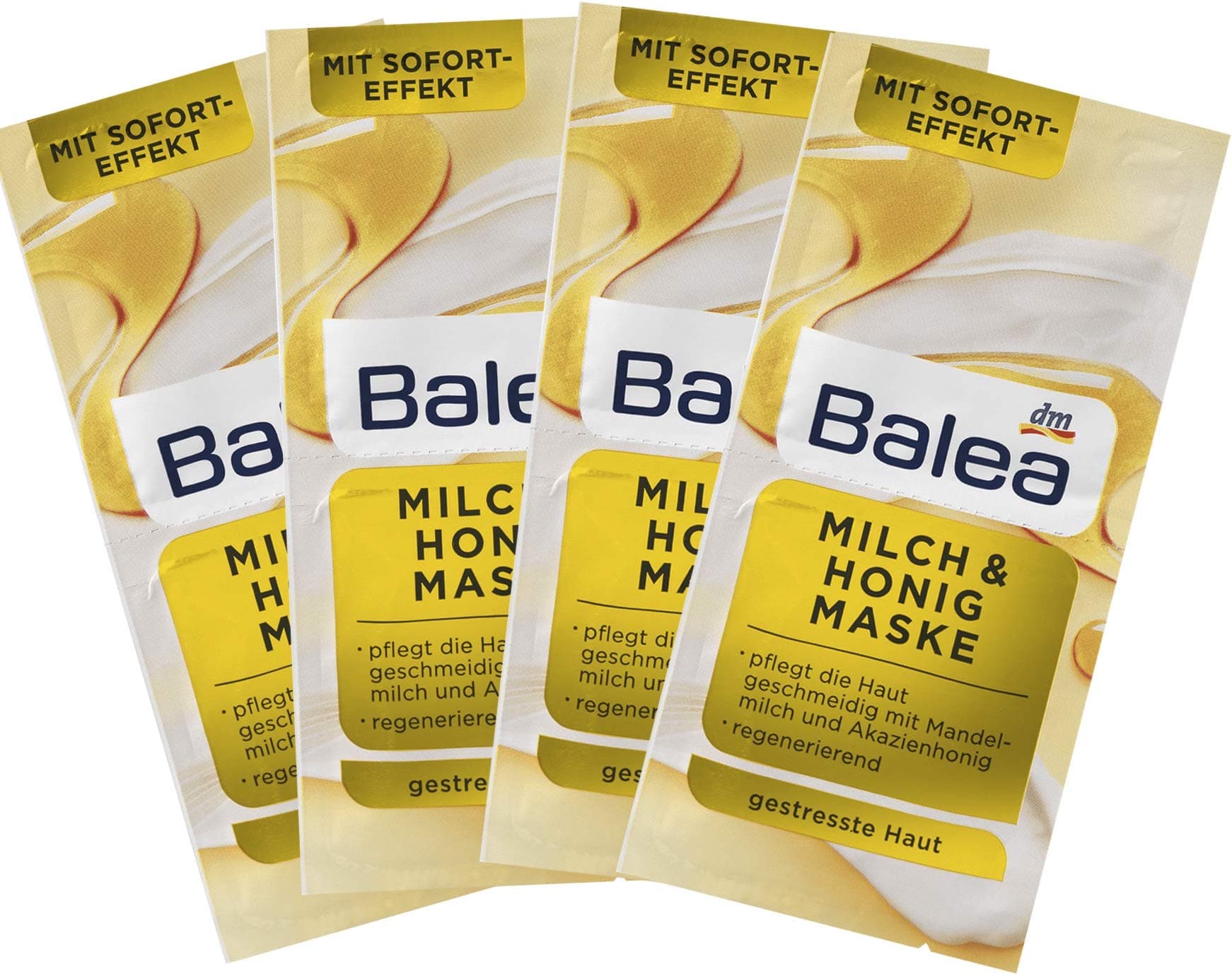 Balea Milk and Honey Mask with Instant Effect - Mask with Macadamia Nut Oil, Almond Milk and Acacia Honey 8 pcs x 8 ml, Germany