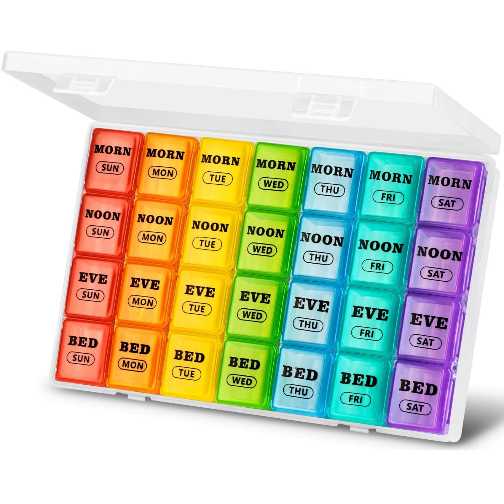 XL Large Weekly Pill Organizer 4 Times a Day, 7-Day Pill Boxes AM PM, Big Compartments Pill Case, Monthly Medication Organizer 28 Days Dispenser for Fish Oils, Vitamin Holder Supplement