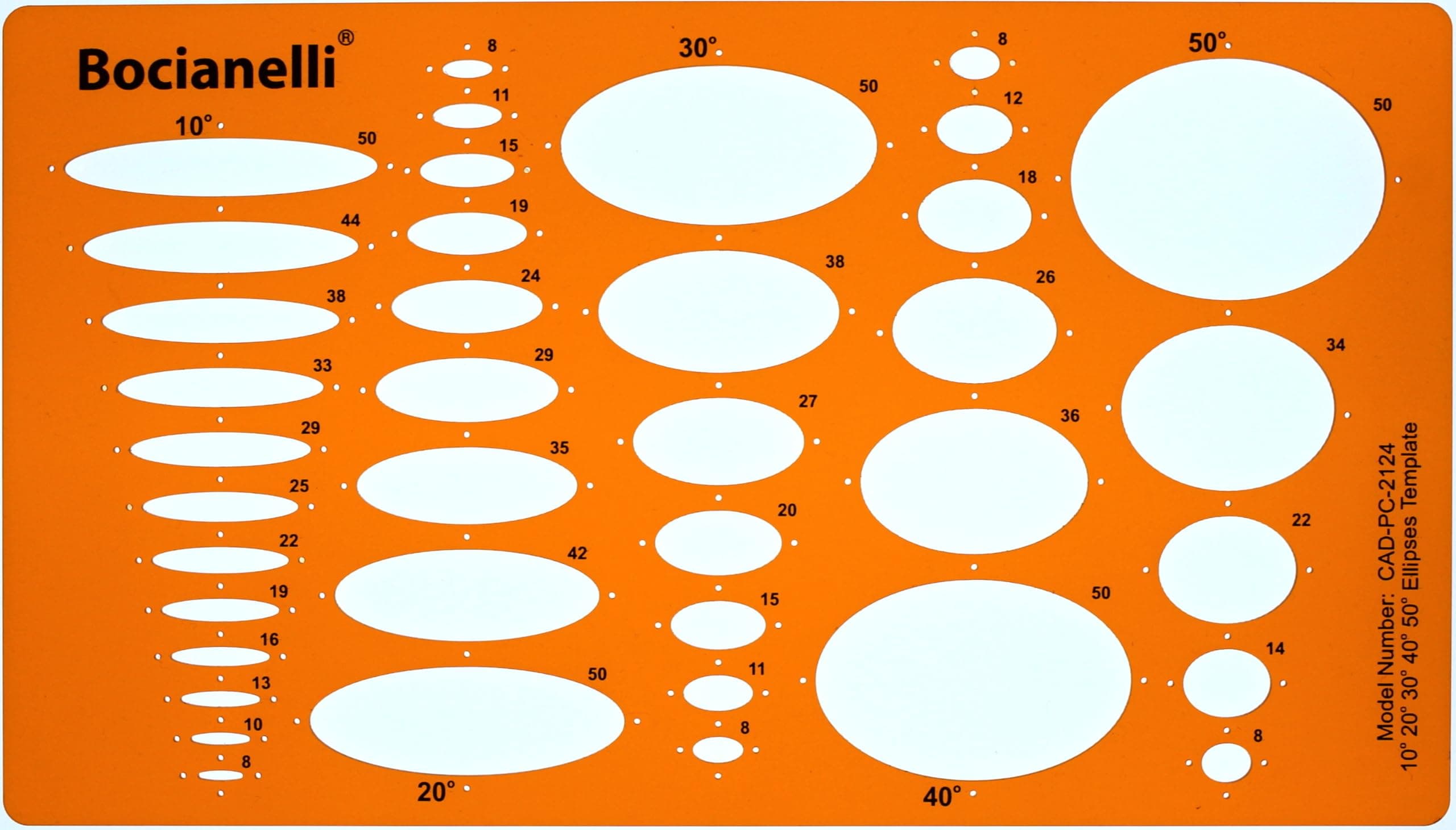 Trace Template Ellipse 10 20 30 40 50 Degrees Symbols Normographs - Technical Drawing Tracing Illustration