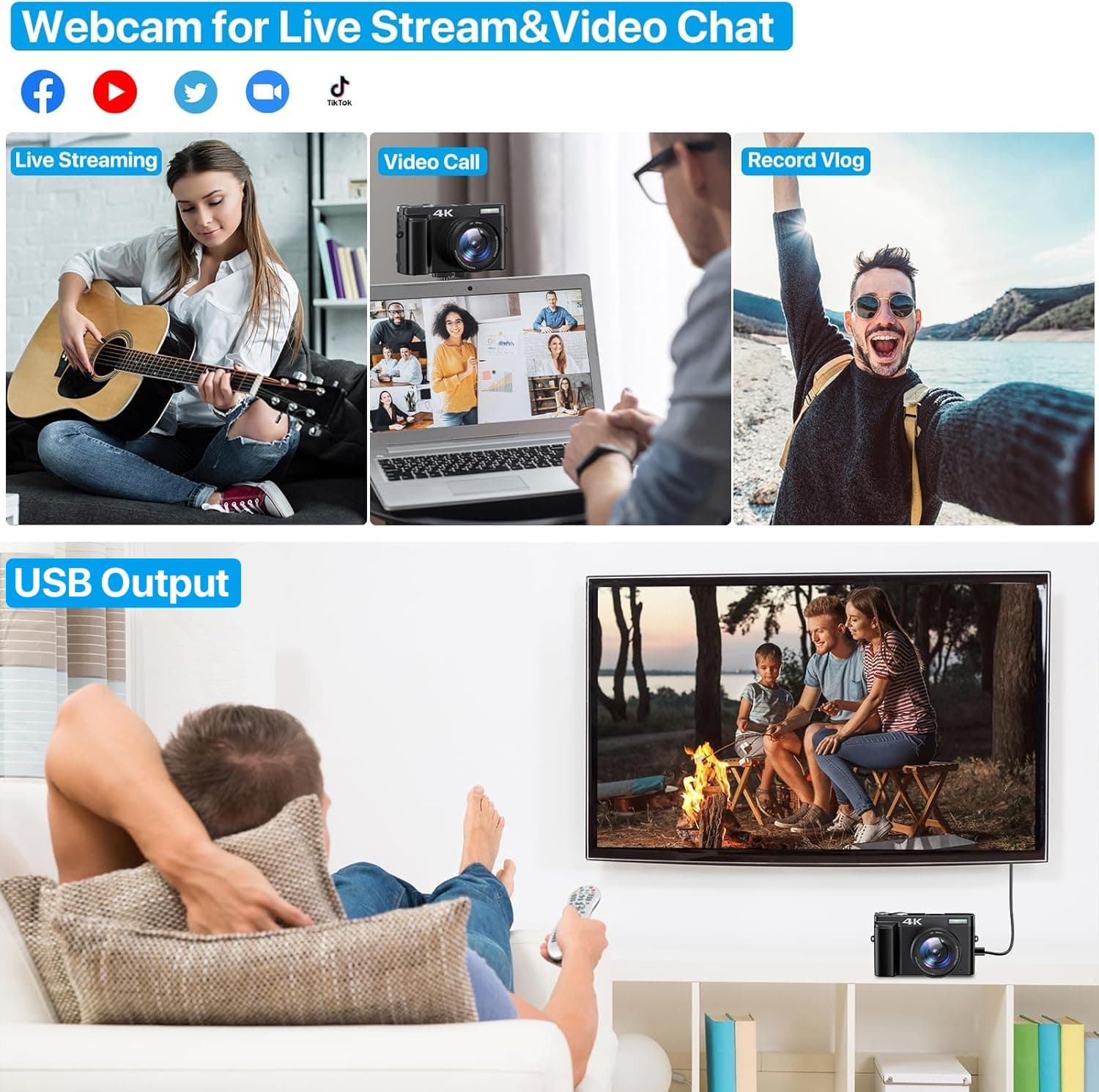 4K Digital Camera for Photography Autofocus 48MP 4K Camera with SD Card, 180° 3.0 inch Flip Screen Vlogging Camera for YouTube Video Compact Cameras with 16X Digital Zoom, Anti-Shake, 2 Batteries