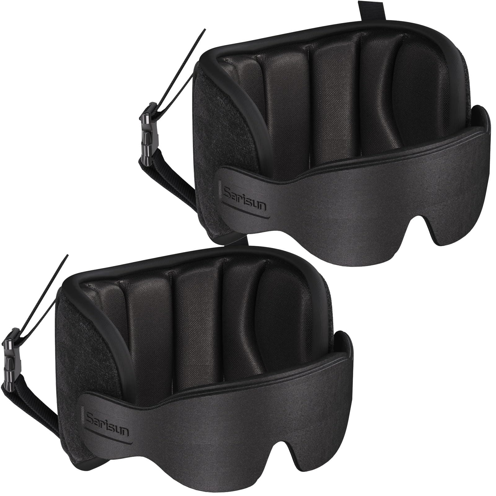 Travel Pillows for Airplanes, 2 Pack Airplane Pillows for Long Flight with Sleep Eye Mask, Plane Head Strap for Road Trip, 360° Support for Sleeping, Stop Bobblehead Travel Essentials, Black