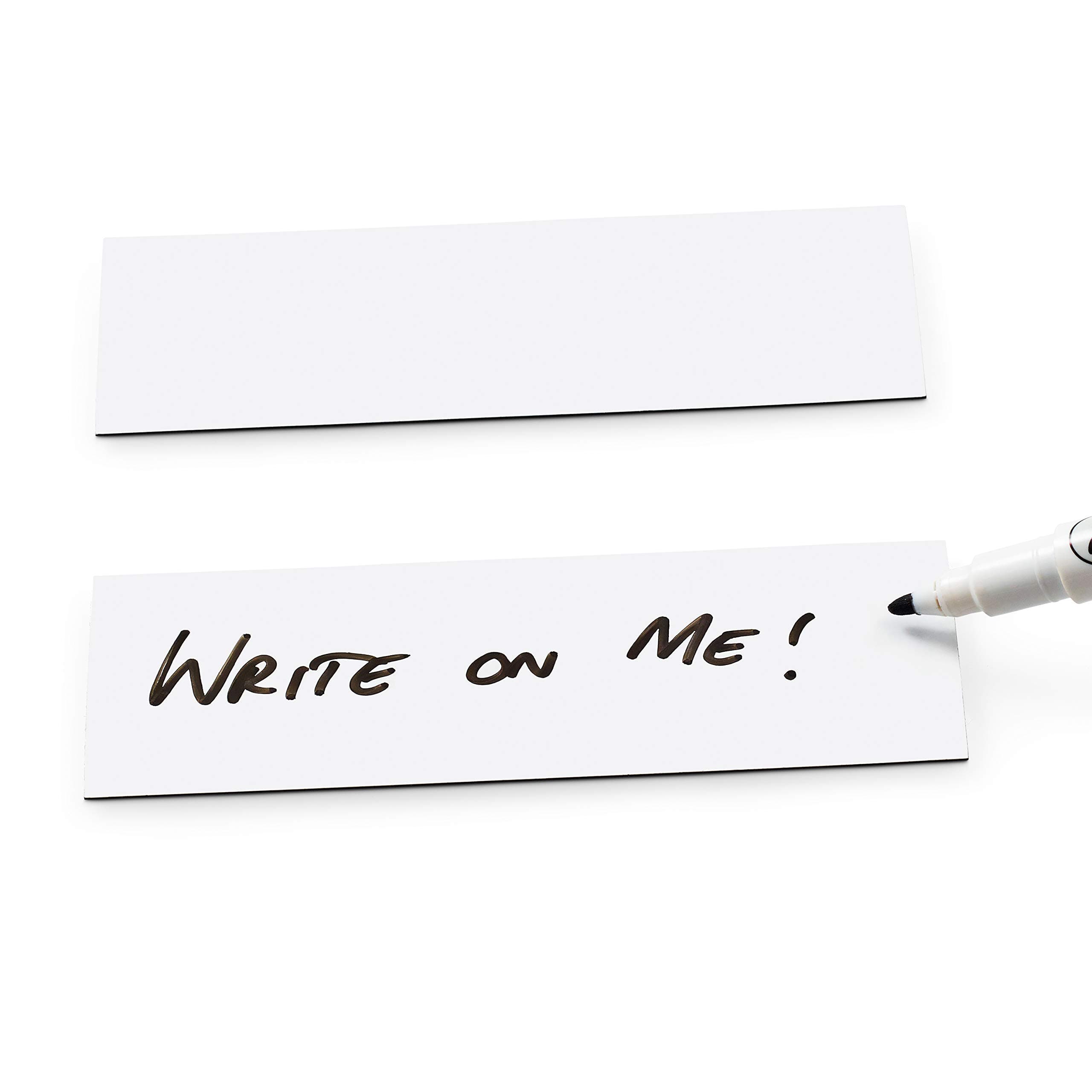 Scribble4.5 x 1.5 Inch Flexible Magnetic Labels with Dry Wipe Surface - Gloss White (Pack of Ten)