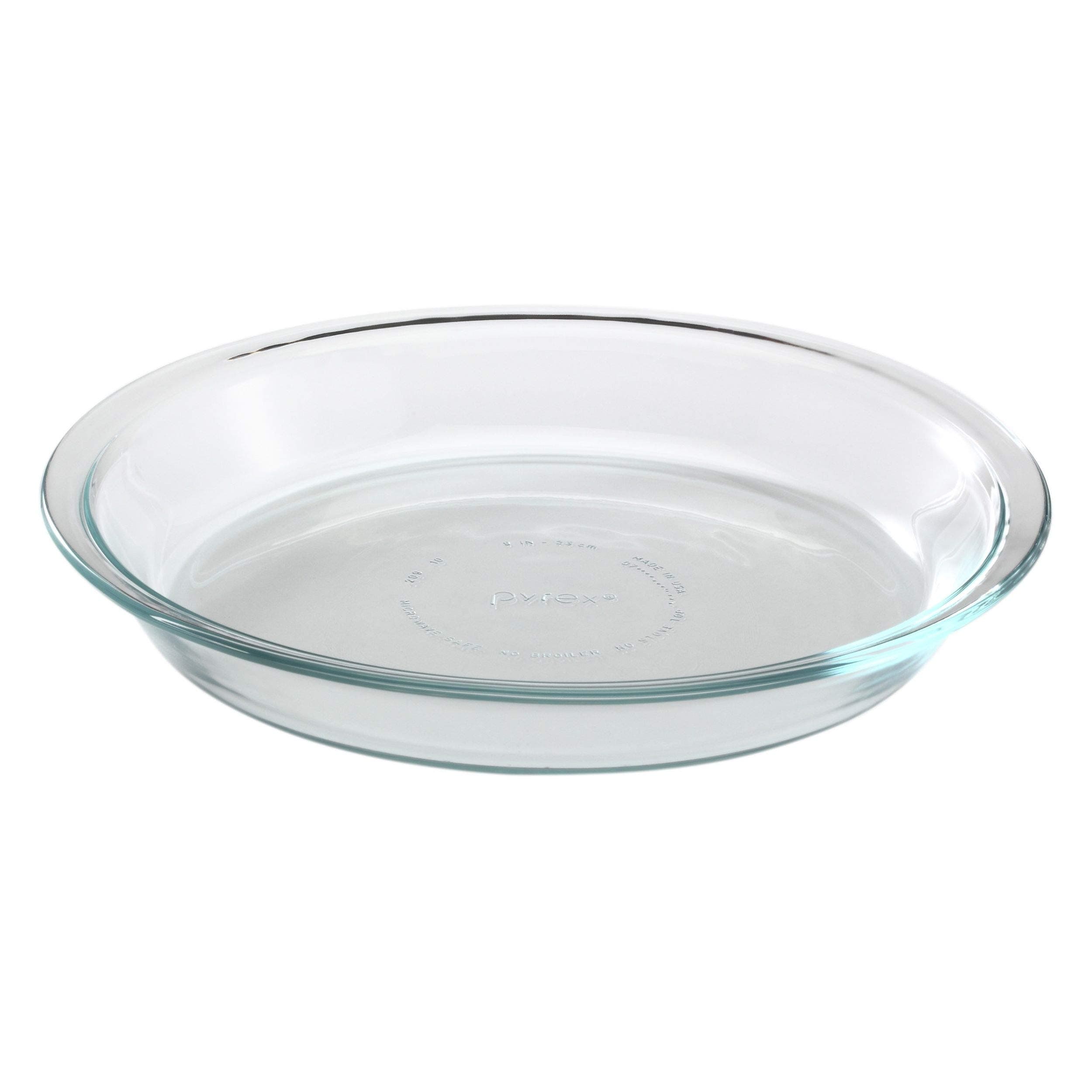Pyrex Glass Bakeware Pie Plate 9" x 1.2" Pack of 2 - Clear - Original Genuine Pyrex - Made in the USA