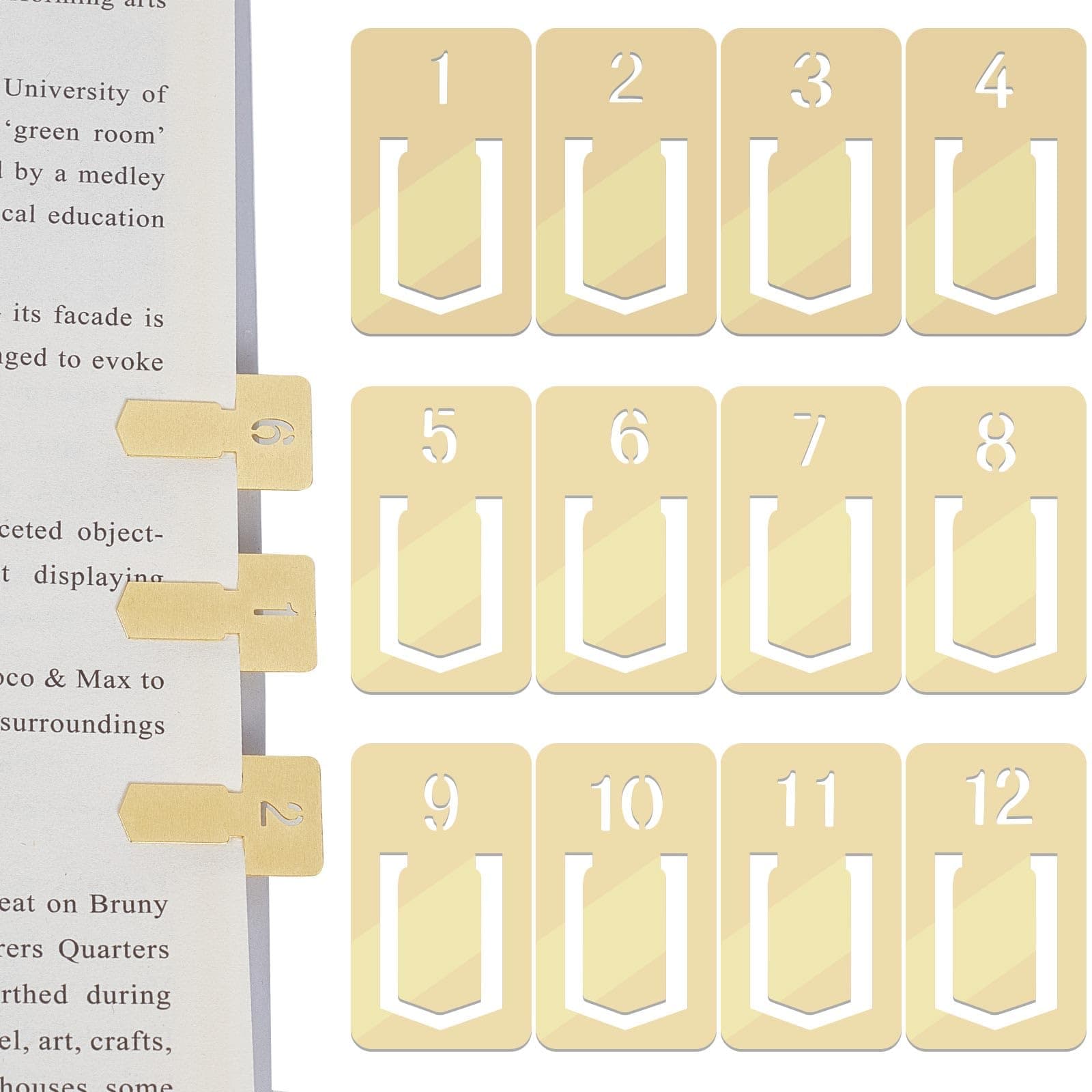 CRASPIRE 12Pcs Brass Bookmarks 1-12 Number Mini Planner Page Clips Book Marks Notebook Darts Book Markers for Reading School Work Book Lovers Teachers Classmates Friends Birthday Gifts