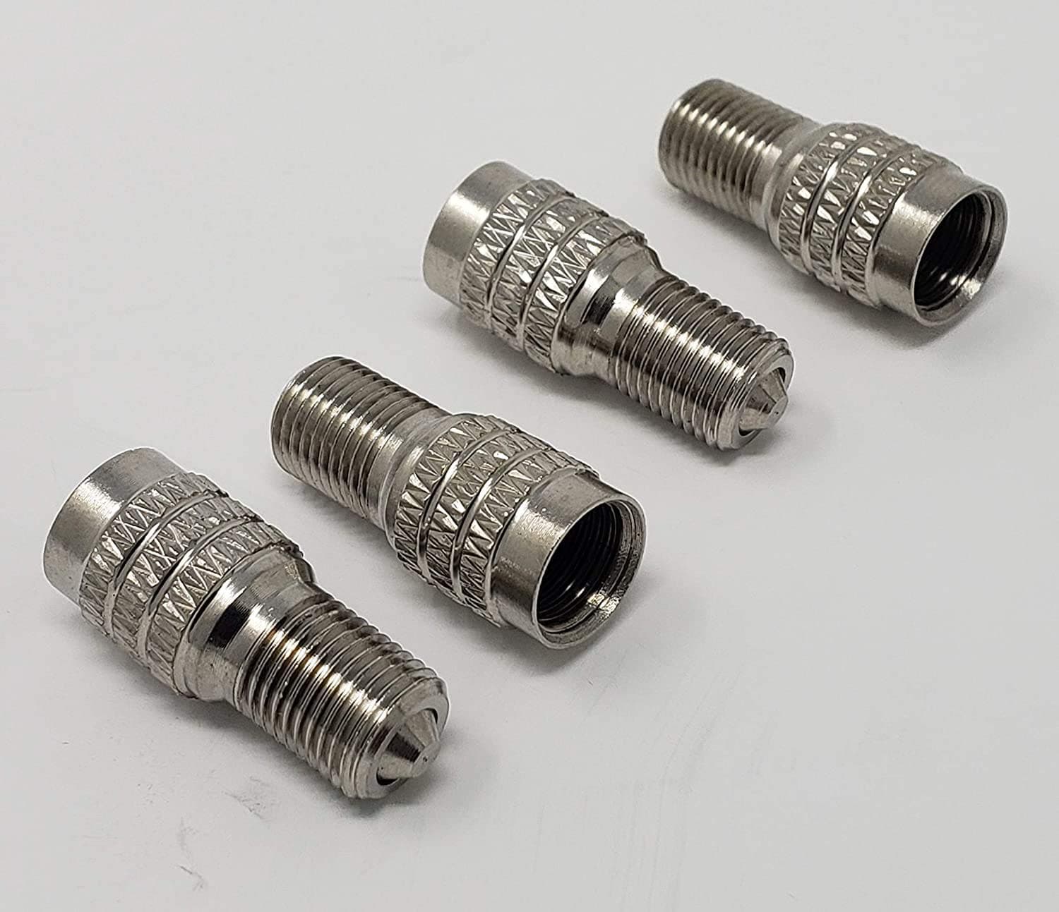 Muzzys (Pack of 4) Double Seal Flow Through Valve Stem Extension Tire Caps Inflate Thru for High Pressure Truck Car RV Semi Quad INFLATE Tires and Check Pressure Without Removing The CAPS! V2B DS-1