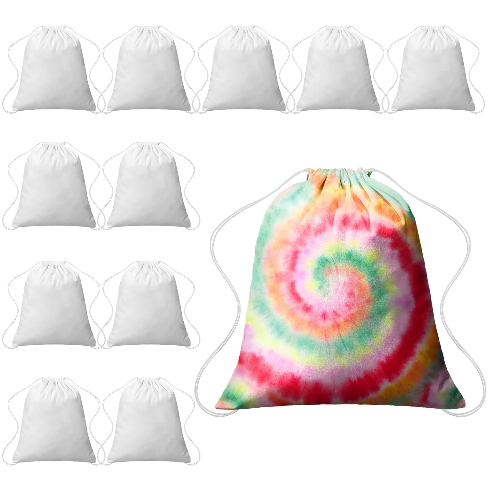 Saintrygo Tie Dye Cotton Drawstring Bags Drawstring Tote Bag Backpack Tie Dye Items DIY Birthday Party Gift Bags