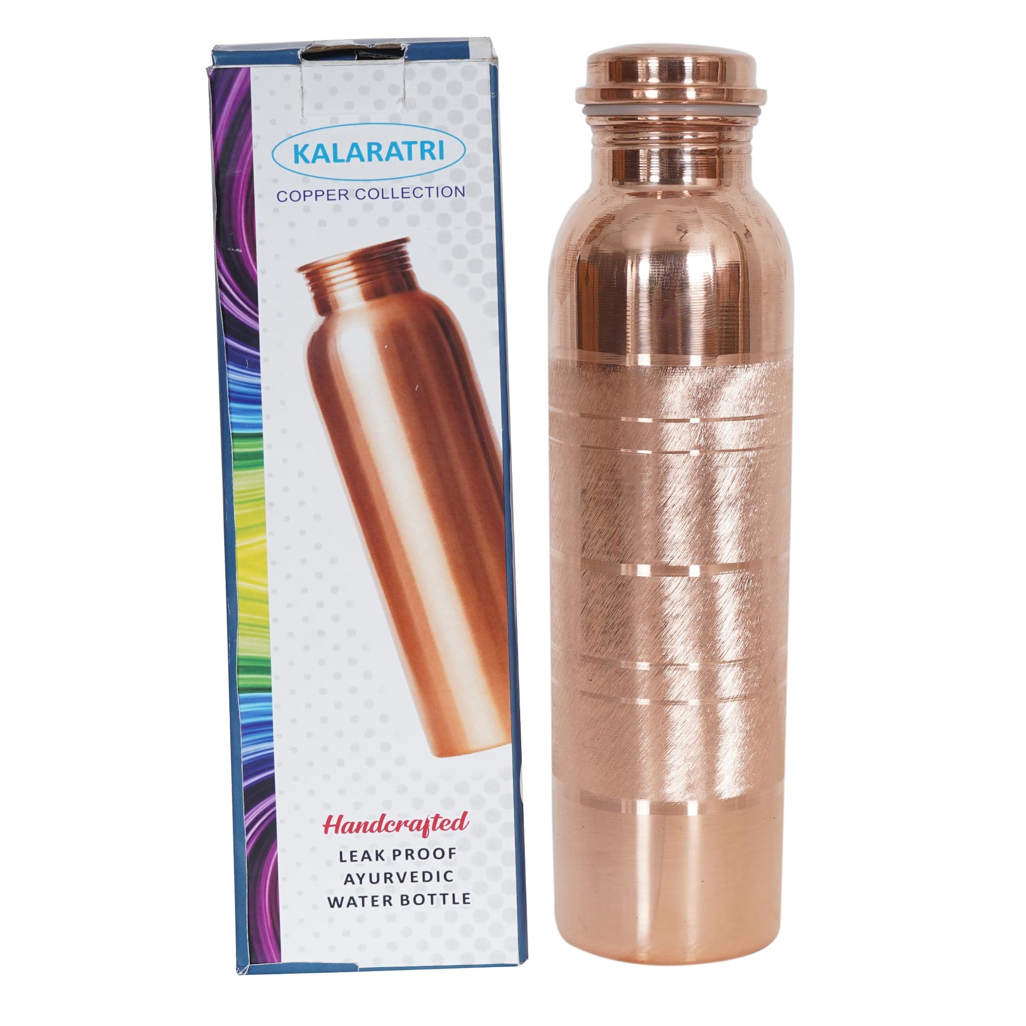 COPPER BOTTLE Pure Copper Water Bottle 34 Oz Copper Water Bottle - Leak Proof (34 Oz) (Without Pitambari Powder)