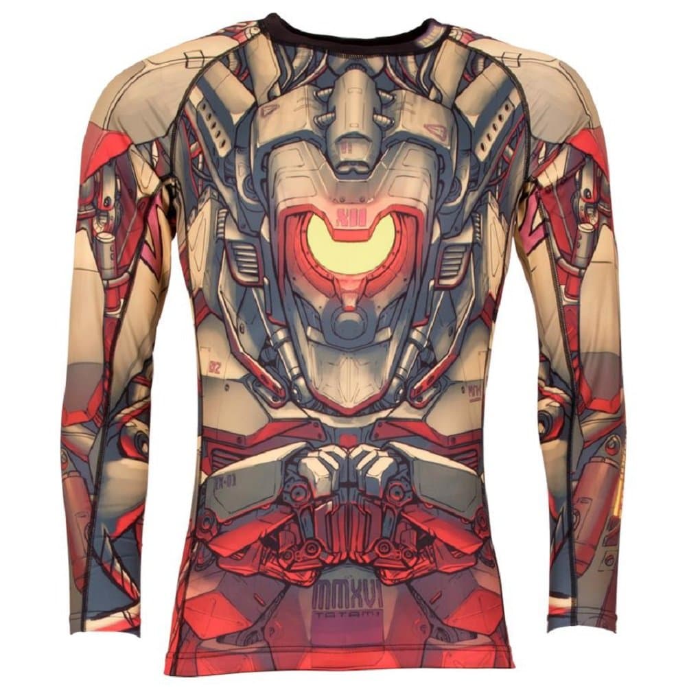 TATAMI Mech Warrior Rashguard Rash Guard BJJ MMA Grappling Compression Functional Shirt Top for Men