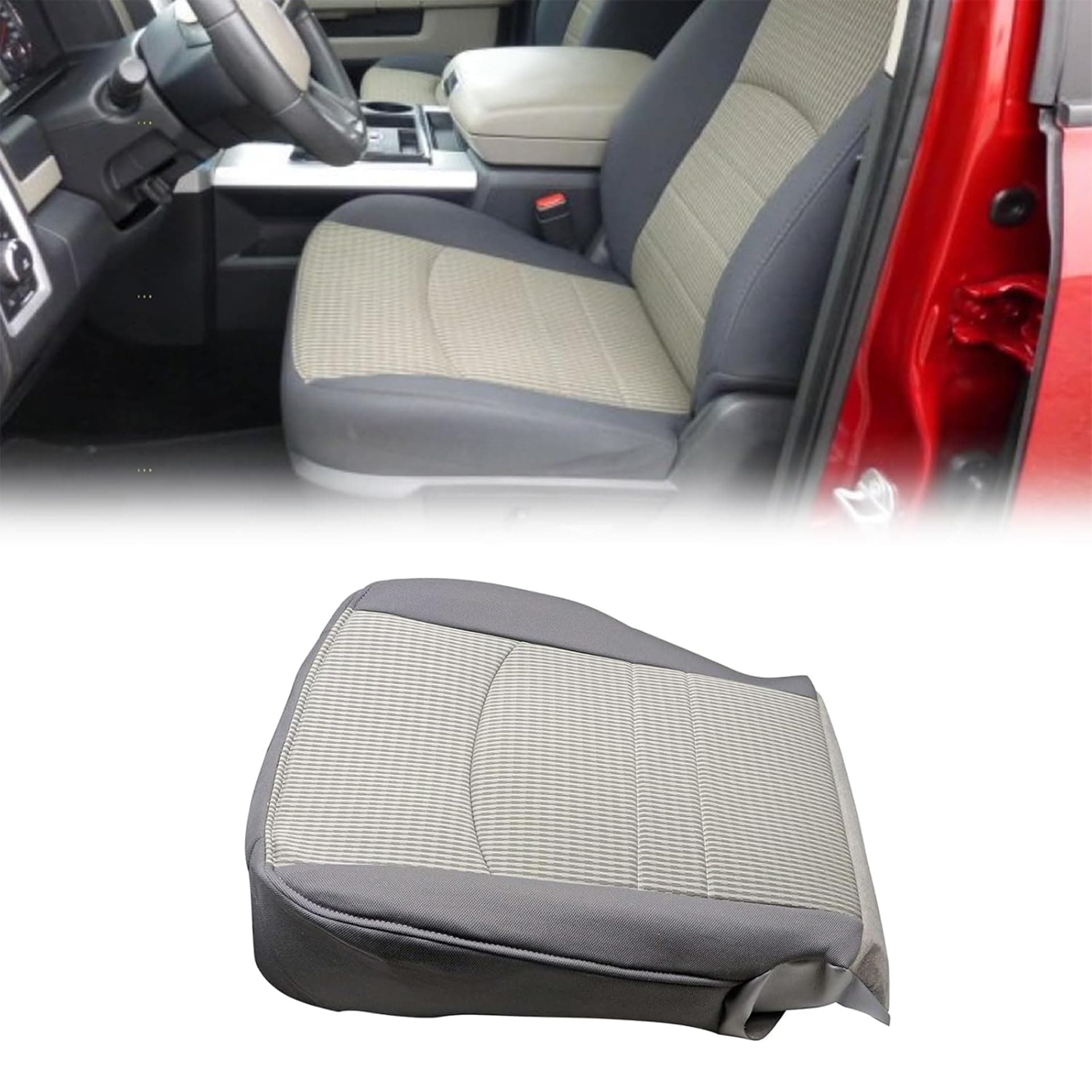 GXARTS Driver Side Bottom Cloth Replacement Seat Cover Gray Compatible with Dodge Ram 1500 2500 3500 4500 5500 2009 2010 2011 2012