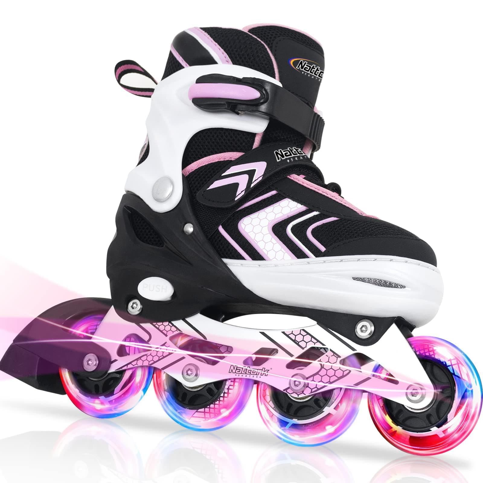 Kids Adjustable Inline Skates - Blades Roller Skates Kids with Light up Wheels