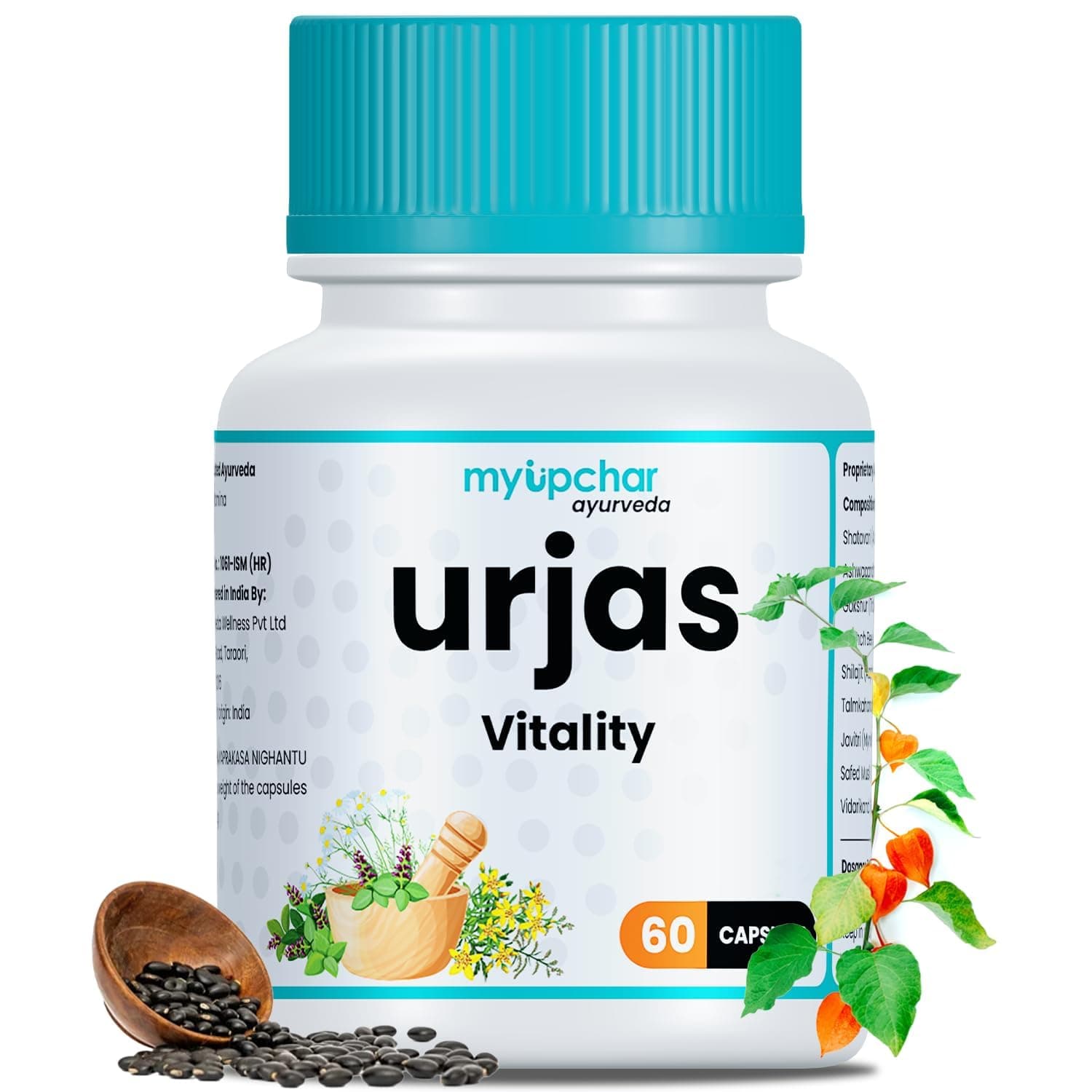 myUpchar ayurveda Urjas Vitality Capsule for Men 60 Capsules | Ashwagandha, Safed Musli, Gokshur & Shjilajit | Improves Strength, Stamina & Energy | | Pack of 1