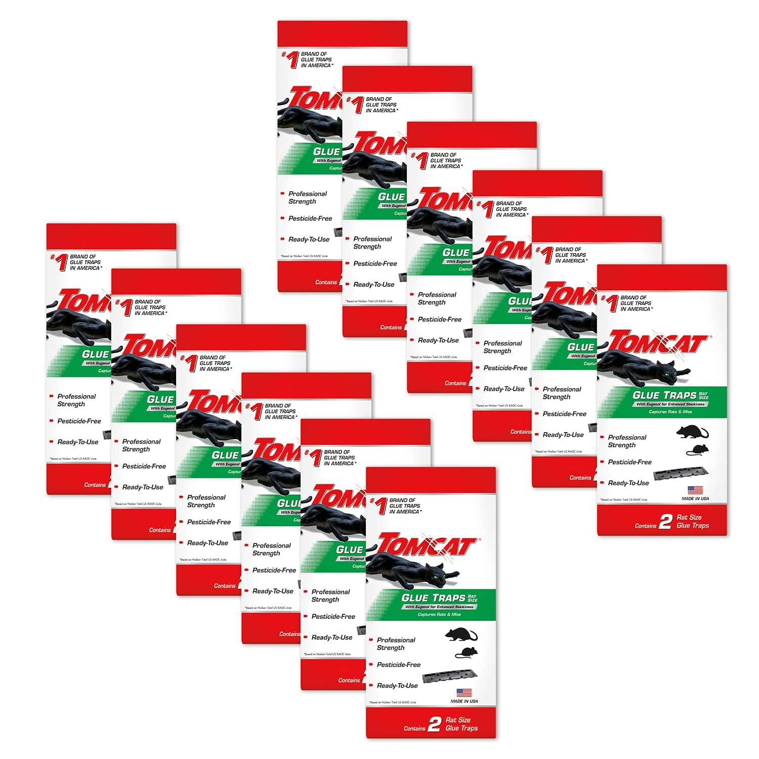 Glue Traps Rat Size with Eugenol for Enhanced Stickiness, 2 Traps/Pack (12-Pack)