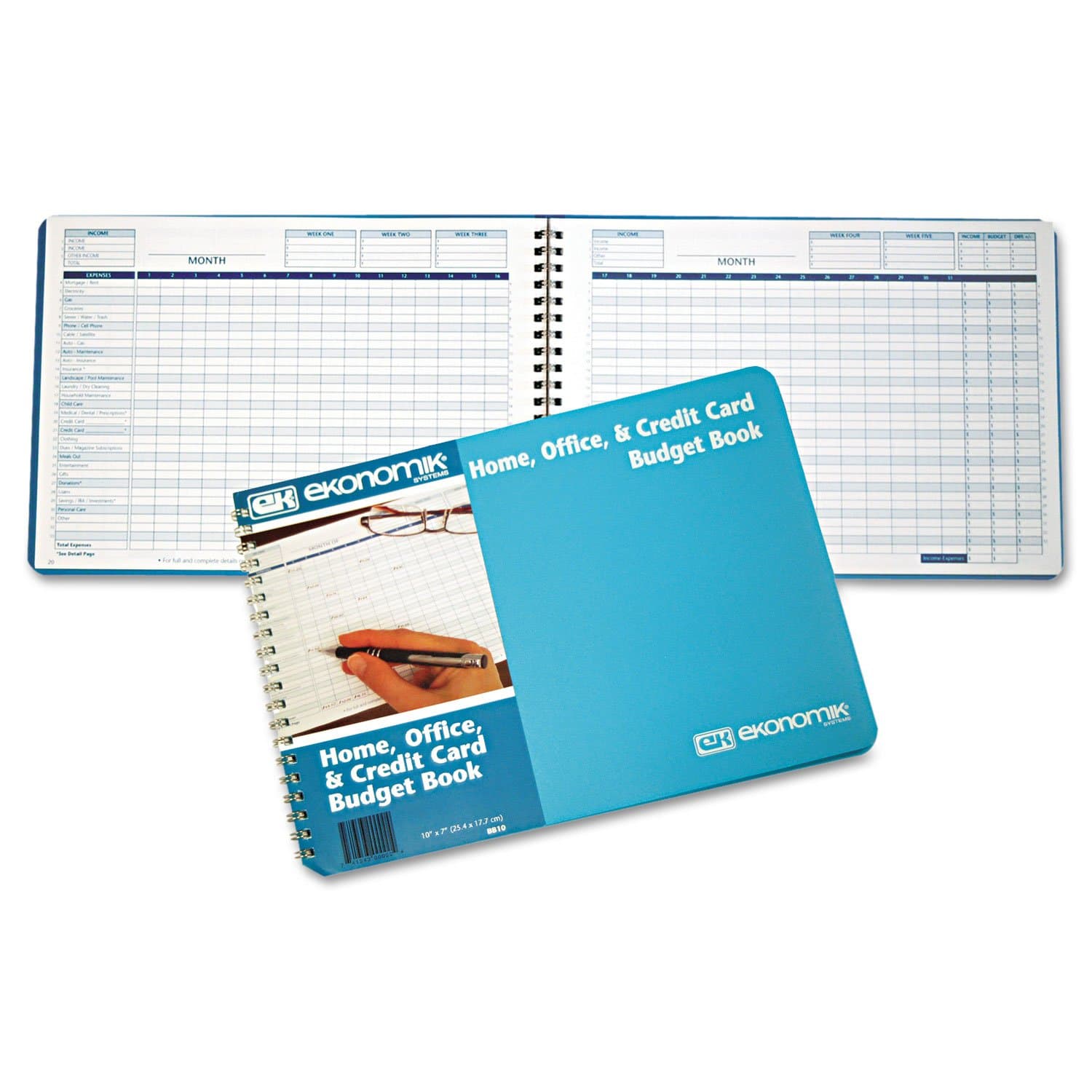 EKONOMIK SYSTEMS Home/Office Budget Book, 56 Pages, 10-1/4" x 7-1/4", Aqua Leatherette Cover (EKOBB10)