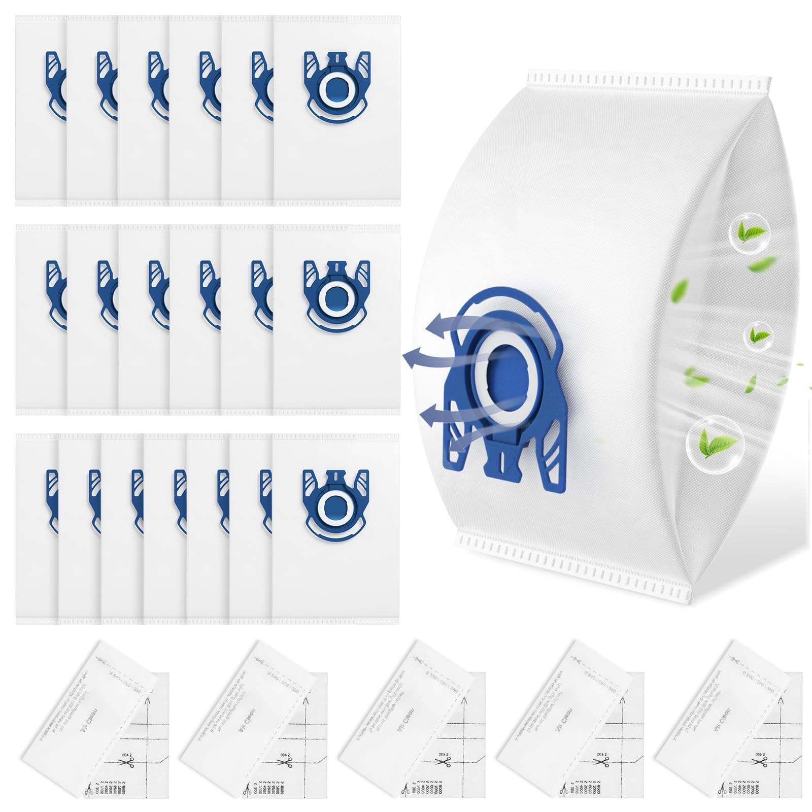 20 Pack 3D Airclean Bags Replacement for Miele GN Vacuum Cleaner Bags for Miele Classic C1 Complete C1 Complete C2 Complete C3 S227 S240 S270 S400 S2 S5 S8 Series