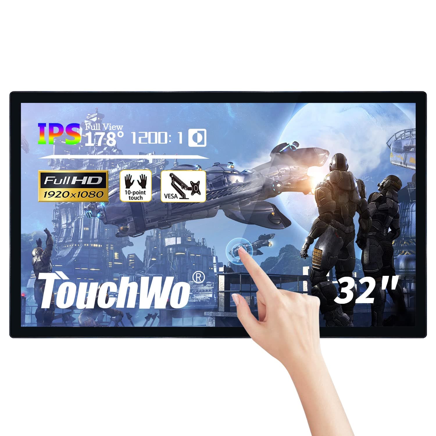 32 inch Interactive Touchscreen Monitor, Electronic Whiteboard with 16:9 FHD 1080P Display, Windows 10 All-in-One PC for Industrial, Office and Classroom, Core i7 RAM 8G & ROM 256G