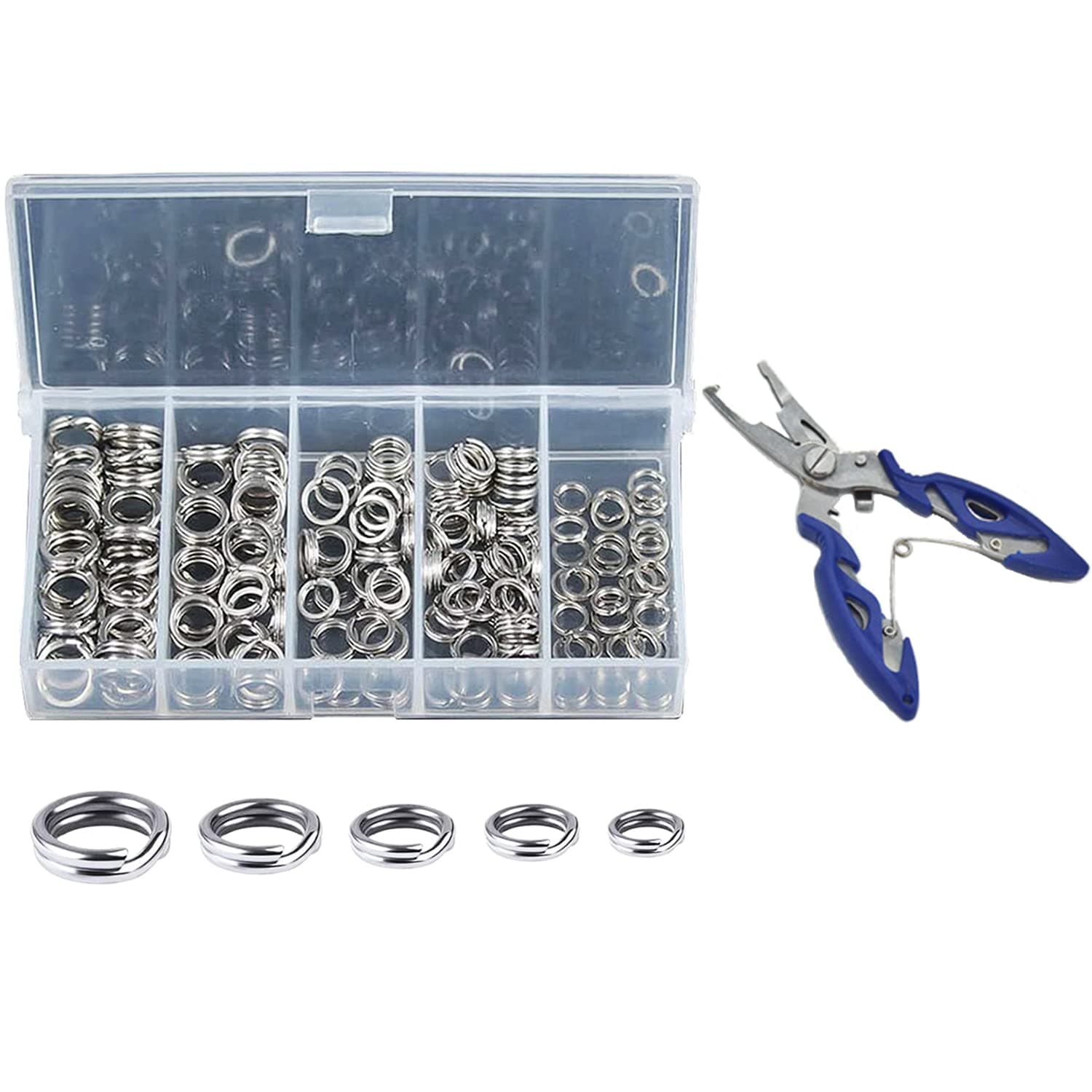 200Pcs 5-9 mm Double Jump Ring for Jewelry Making, Fishing Plier Tool Kit, Stainless Steel Mini Split Ring with Plier, Crafts Double Split Rings Fishing, and Other DIY Crafts