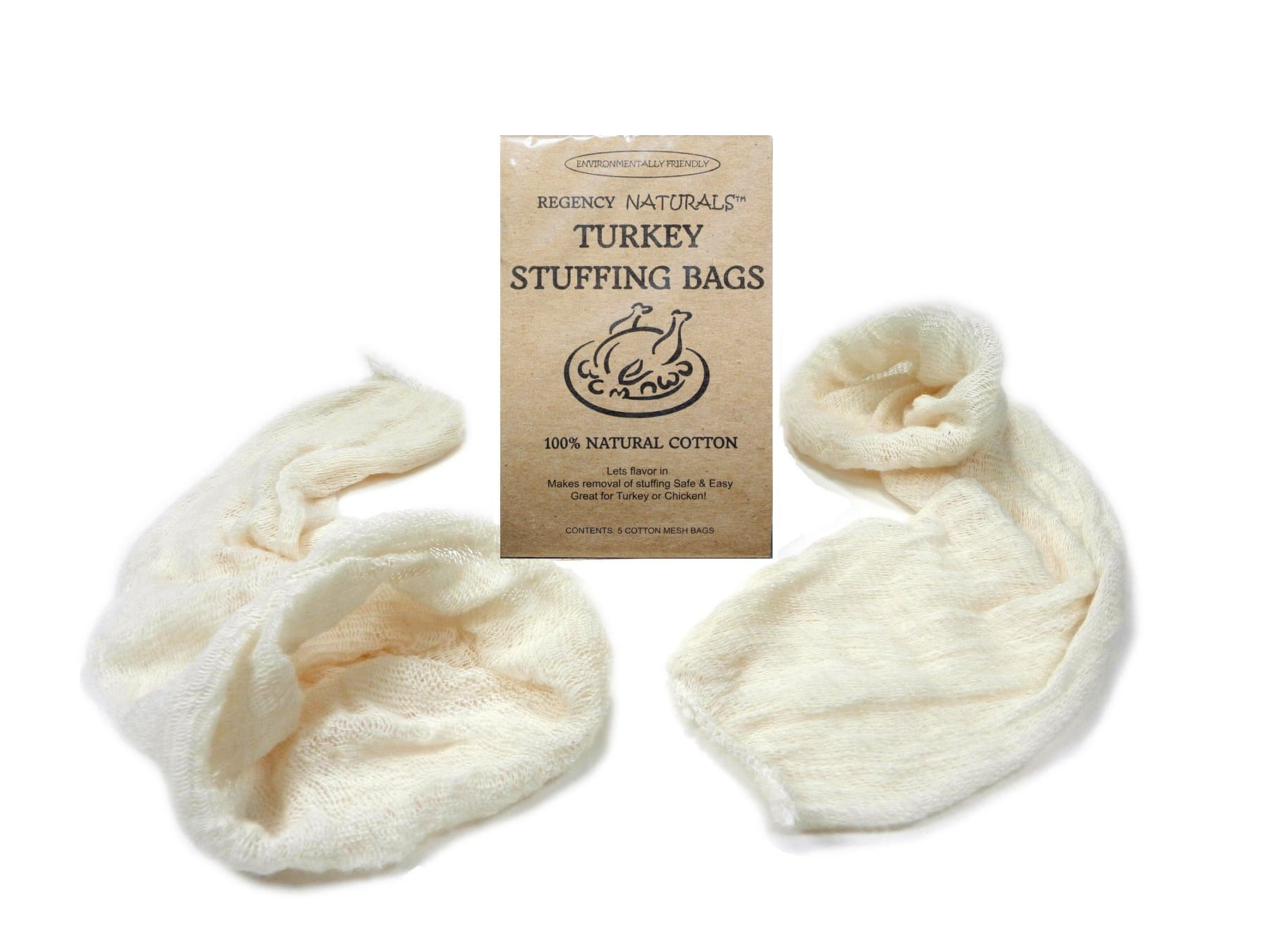 Regency WrapsRW057 Turkey Stuffing Bags (5 Pack), Cotton, Natural