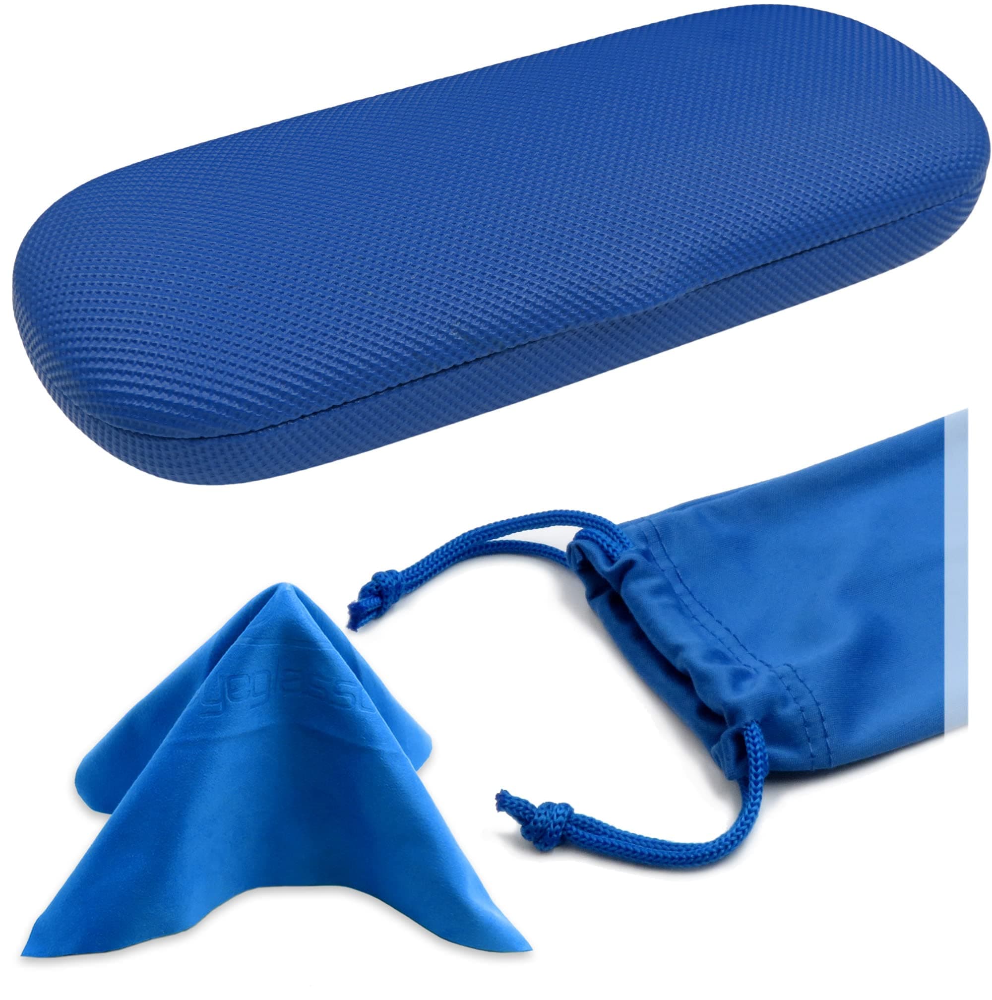 MyEyeglassCase Men Small Glasses case - Eyeglasses Hard Shell Holder Pouch & Cloth-Reading Slim & Narrow Case Heavy Duty