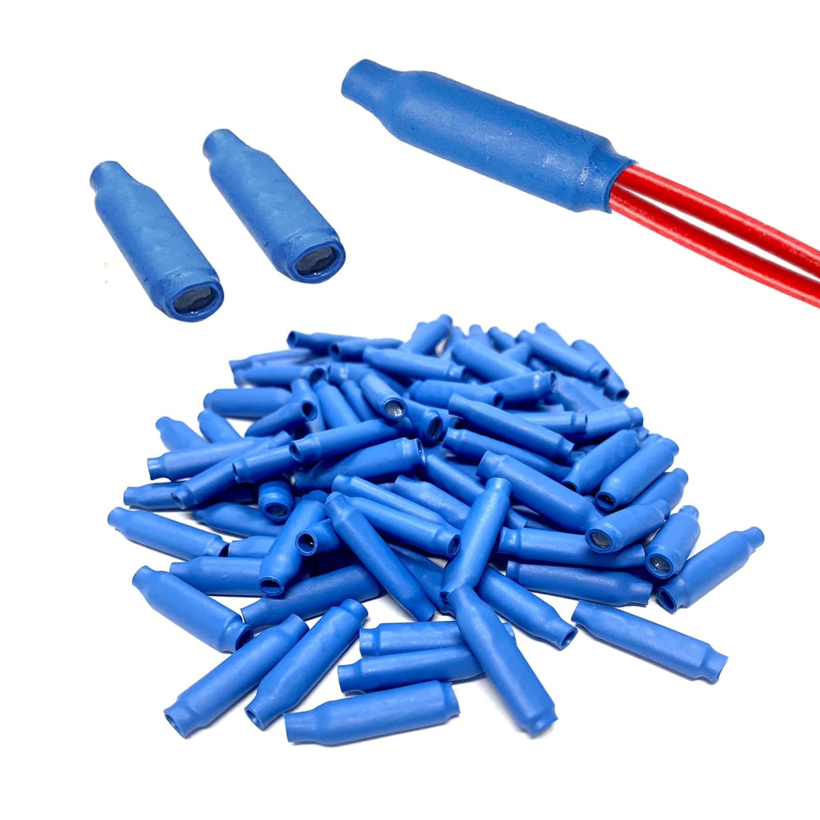 100PC Blue B Connectors Silicone Filled Wet B Wire Gel Telephone Alarm Wire Crimp Bean Type Splices for Low Voltage
