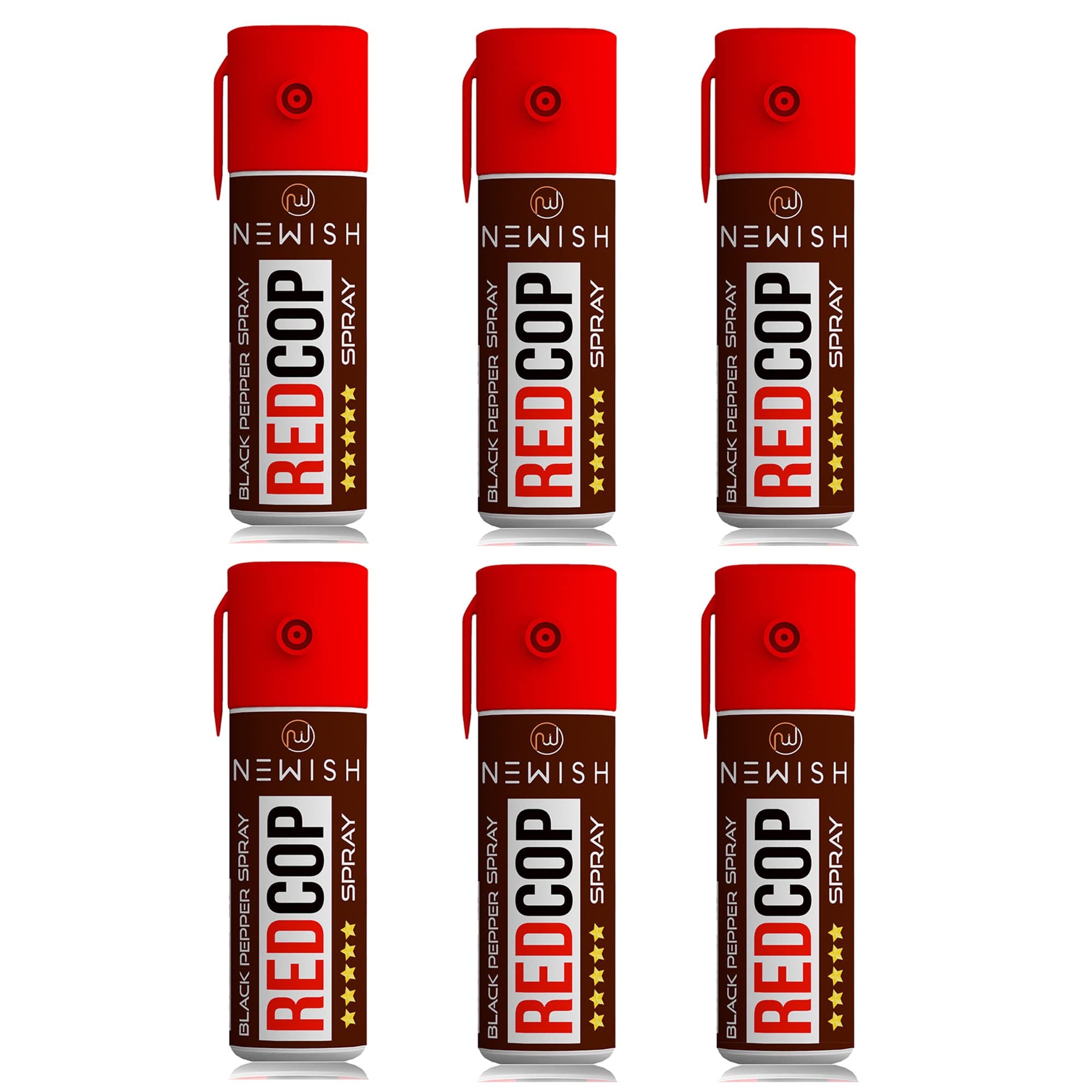 Newish Black Pepper Spray 55 ML (Pack of 6) | Compact Personal Safety Spray for Students, Working Women & Seniors | Non-Lethal, Pocket-Sized, Quick-Action, 15 ft Long Range Protection
