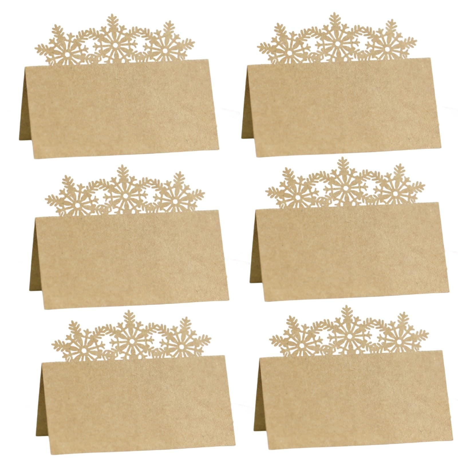 60Pcs Christmas Kraft Table Cards Name Place Cards Foldable Dinner Table Cards Hollow Seat Cards Greeting Cards Table Number Card Writable Printable for Wedding Xmas Birthday Party Decoration