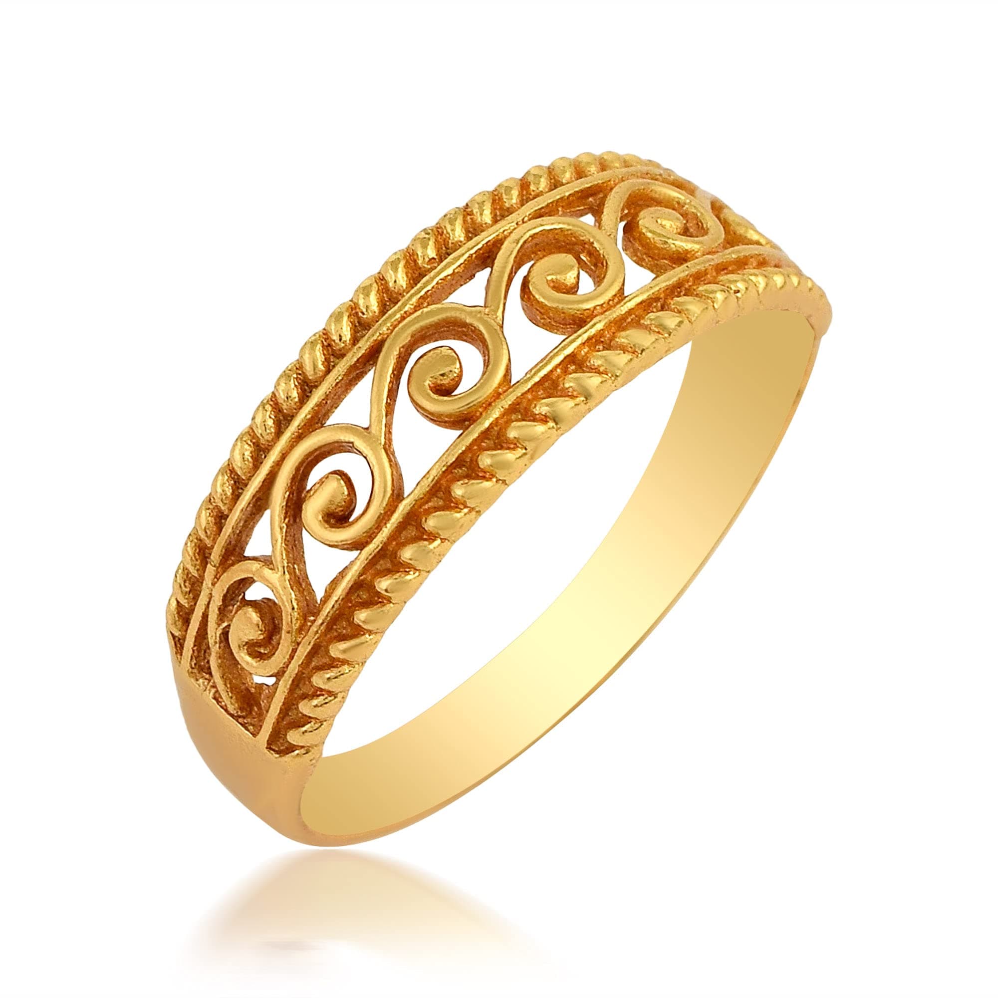 Gold Plated Brass Round Challa Designer Free Size Ring For Girls Women.