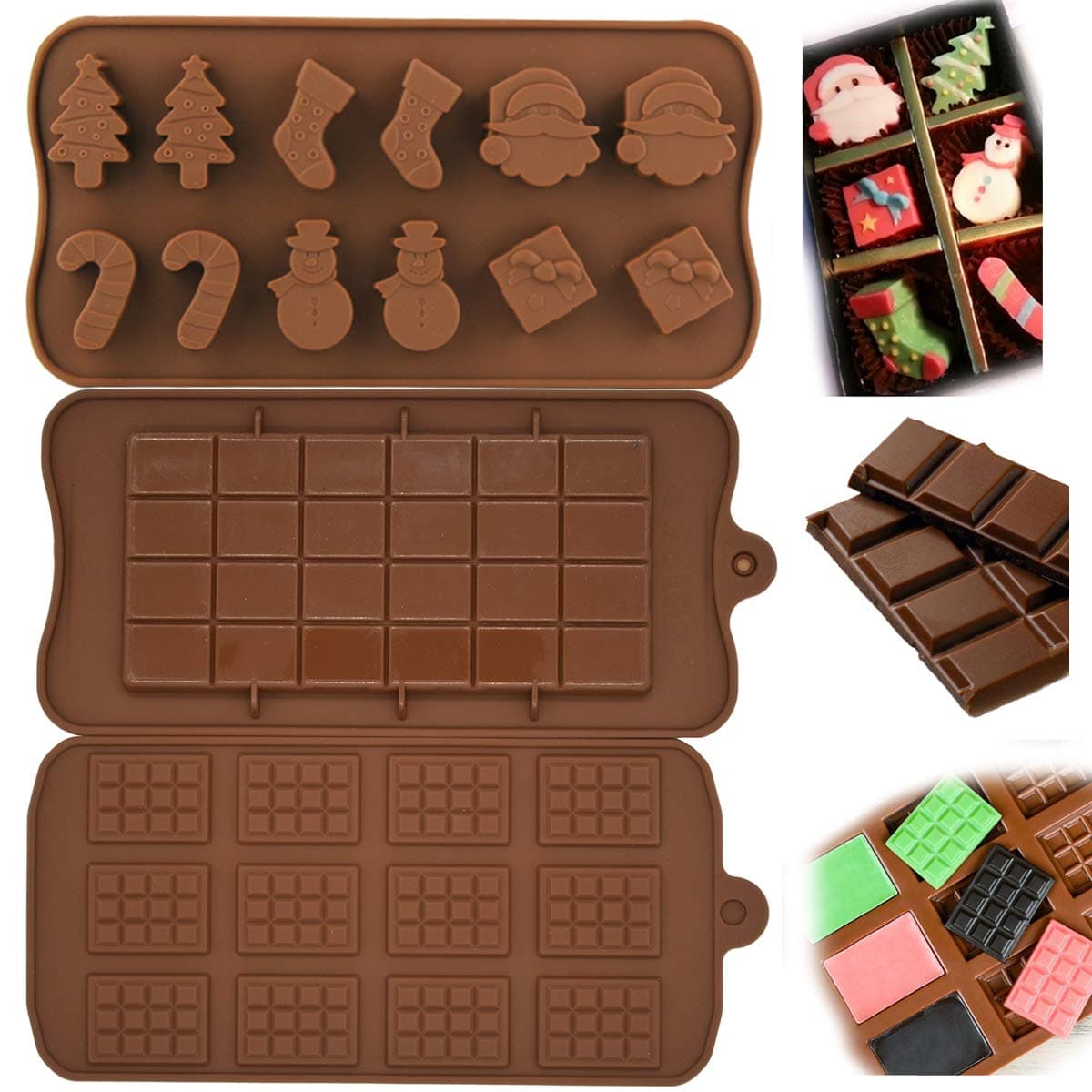 Silicone Chocolate Mold, Food Grade Non-Stick Kitchen Baking Trays, Candy Molds for Cake Decoration, Ice Cube Bar (#E)
