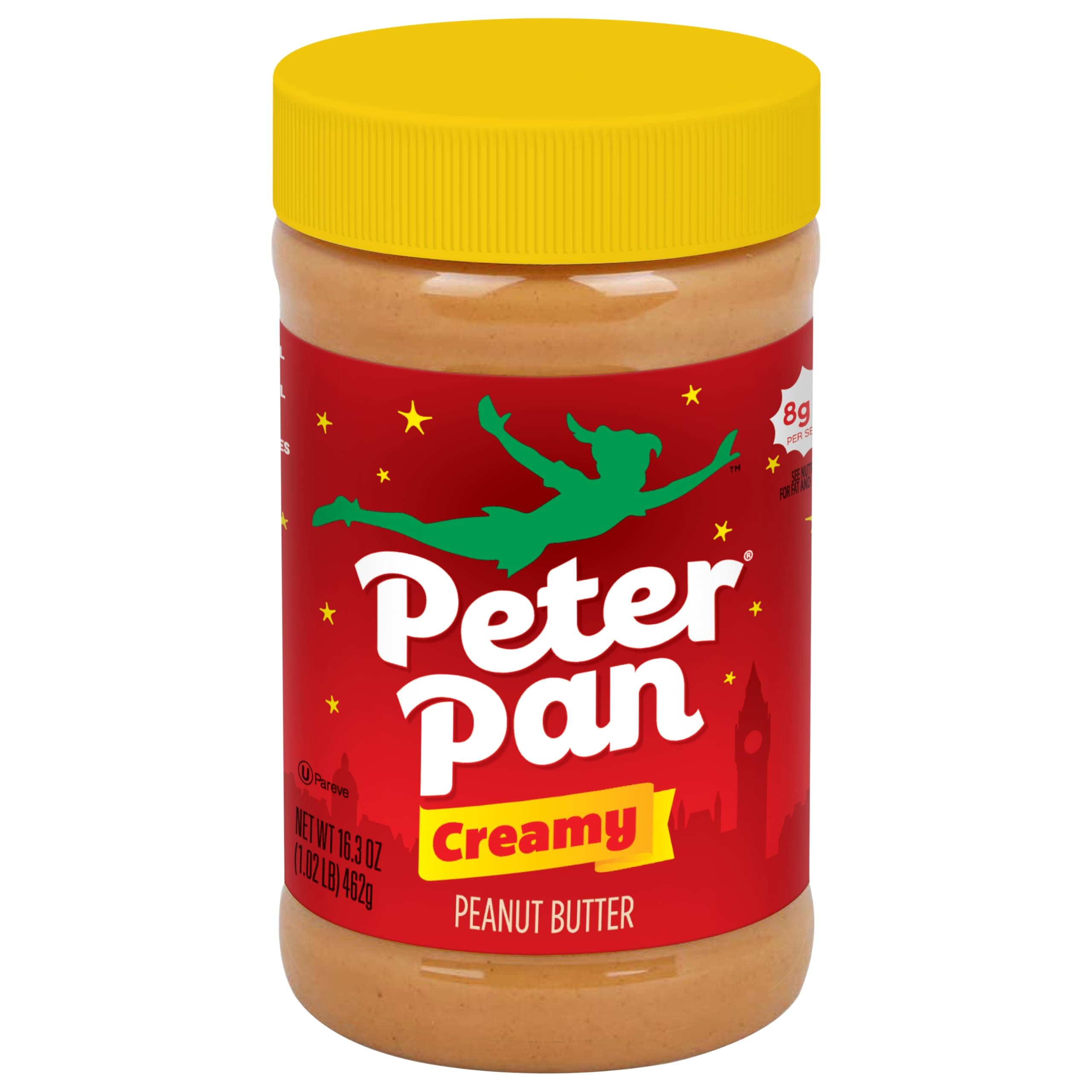 Peter Pan Creamy Peanut Butter, Made with Roasted Peanuts, Great for Peanut Butter and Jelly Sandwiches and Peanut Butter Snacks, Gluten Free Peanut Butter, 16.3 OZ Jar (Pack of 12)
