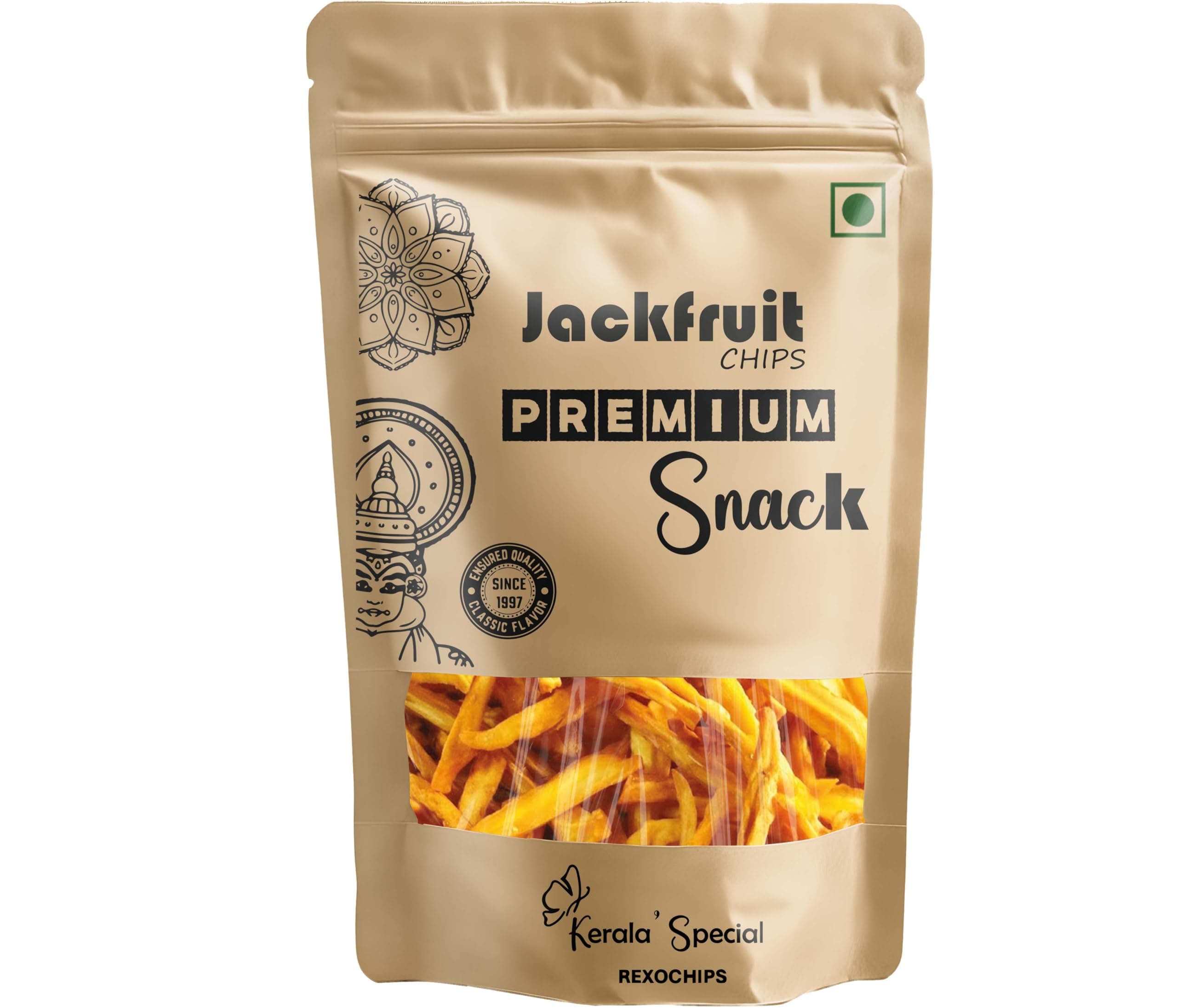 Rexochips - Premium Kerala Jackfruit Chips|| Chakka Upperi| Classic Taste |Gluten Free| No Added Sugar |Vegetarian| non GMO |Best Teatime Snacks| High In Fiber |Calcium Rich - 200 gm
