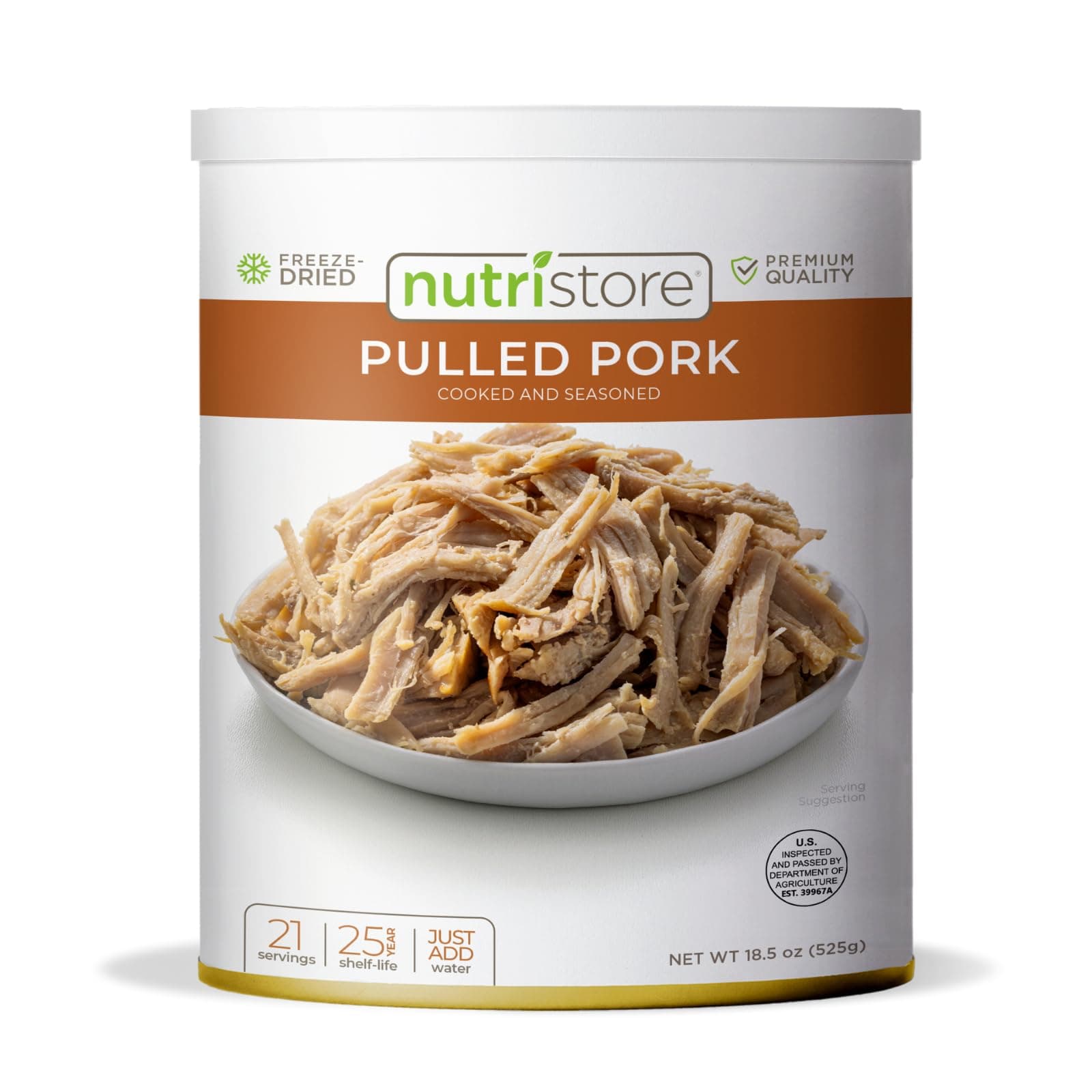 Nutristore Freeze-Dried Pulled Pork | Premium Emergency Survival Food | Long Shelf Life | Protein-Rich Prepper Pantry Staple | Beef, Chicken, Sausage, and More | Bulk Food Storage, 1-Pack