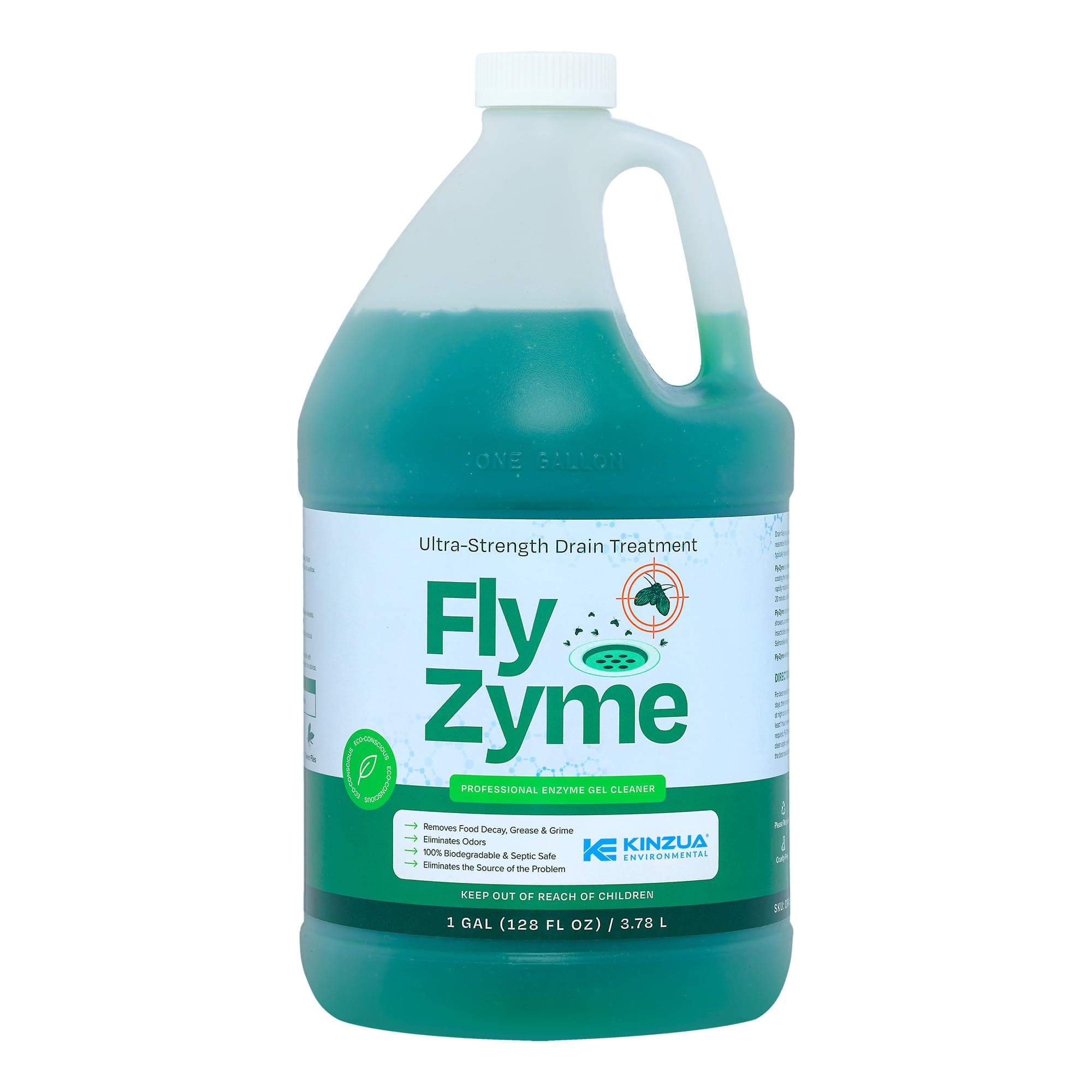 Fly-Zyme, Highly Concentrated Enzyme Drain Cleaner for Pipes, Drain Gel for Fruit Flies, Organic Waste Degrader & Odor Neutralizer, 1 Gallon