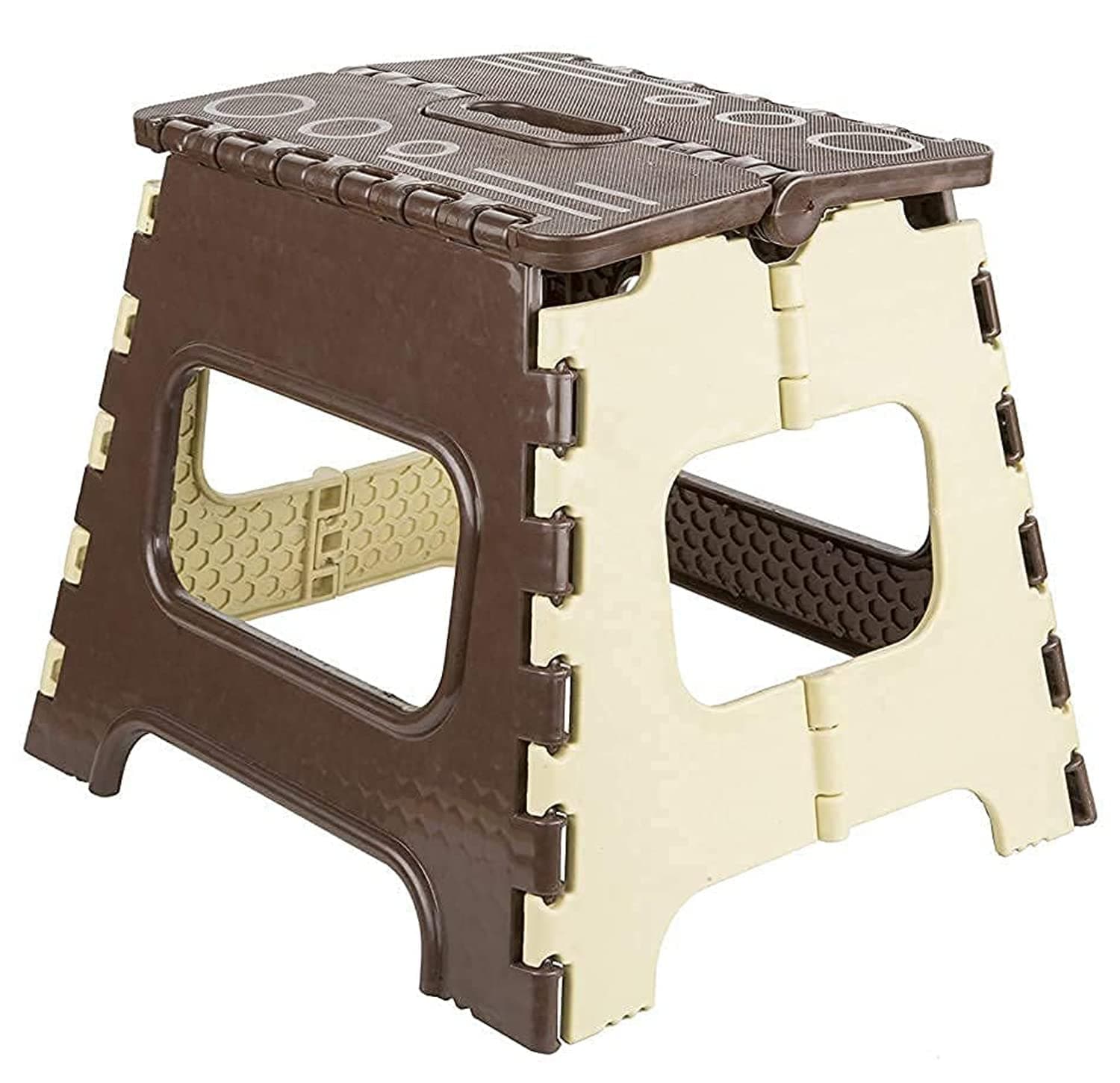 12 Inches Super Strong Folding Step Stool for Adults and Kids | Kitchen Stepping Stools | Garden Step Stool Kitchen Stool | Brown and Ivory