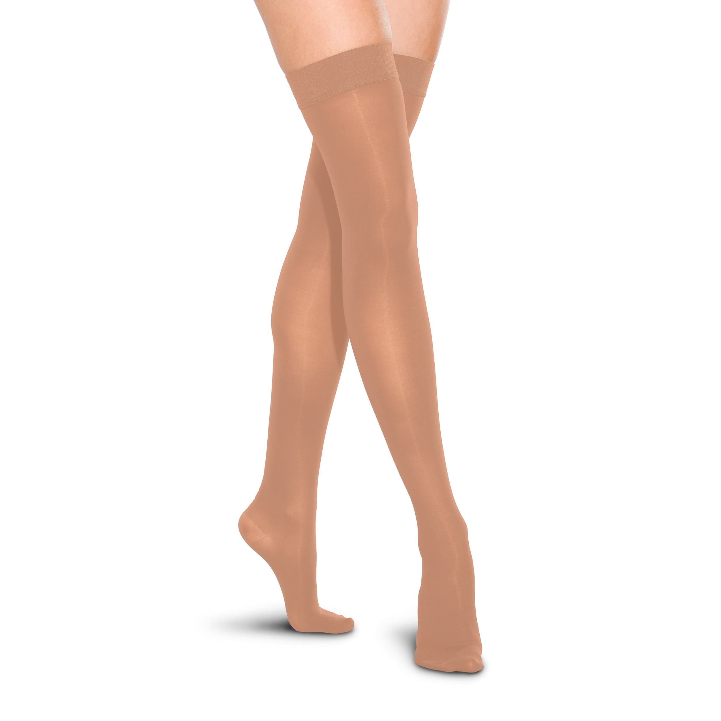 THERAFIRMThigh High Stockings - 20-30mmHg Moderate Compression Support Nylons (Sand, Large)