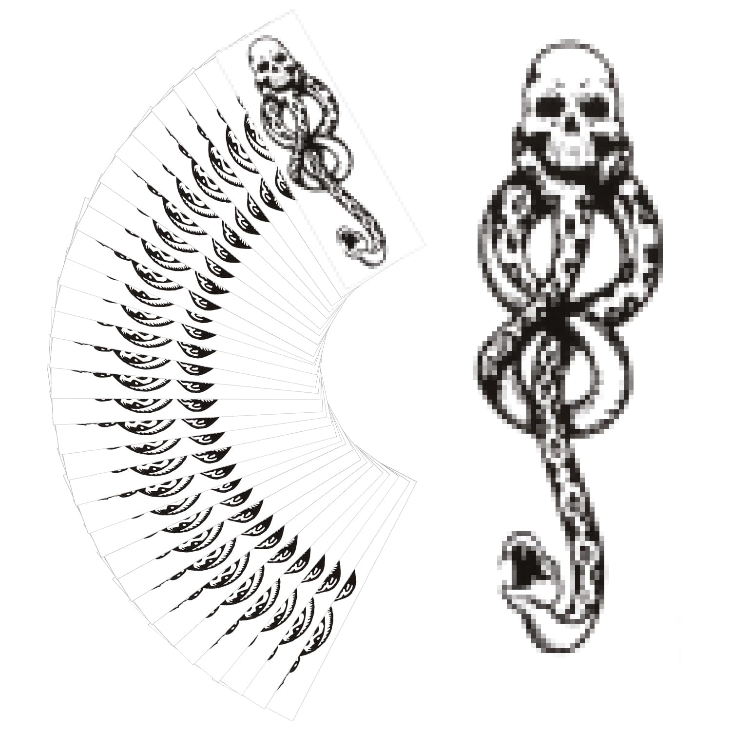 Konsait 20 Sheets Dark Mark Death Eater Tattoos, Dark Mark Mamba Skull Fake temporary Tattoos for Adults Halloween Cosplay/Costume Tattoo Accessories