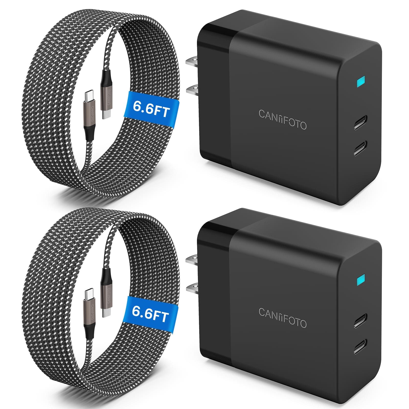 2Port 45W Super Fast Charger Type C, 2Pack 45W USB-C Charger Android Phone Charger Fast Charging for Samsung Galaxy S26 Ultra/S26+/S25/S24 Ultra/S23+/S22/S20/Note10+/Tab S9 with 2X 6.6ft Type C Cord