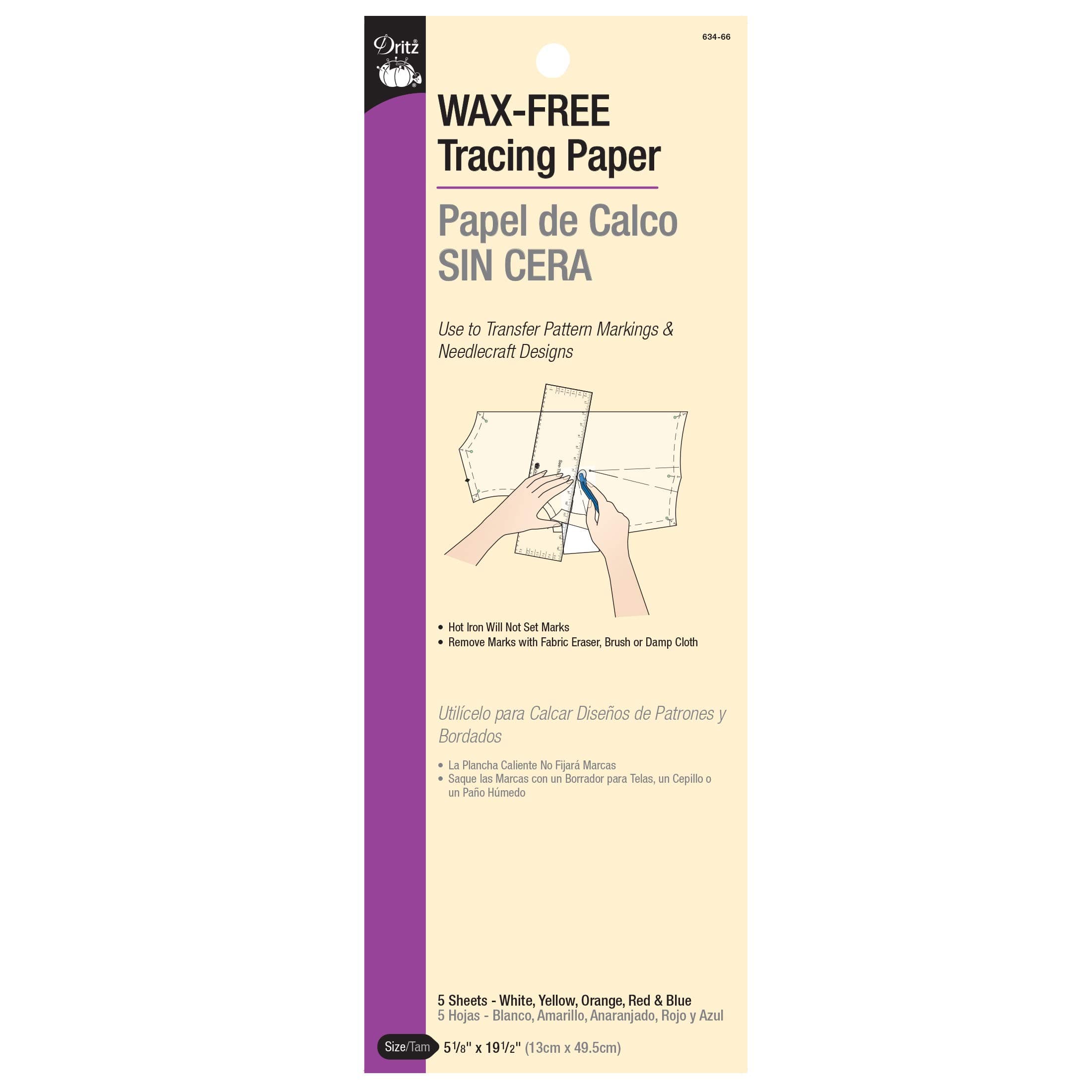 Dritz Wax-Free Tracing Paper, 5-1/8 x 19-1/2-Inch, Colors may vary