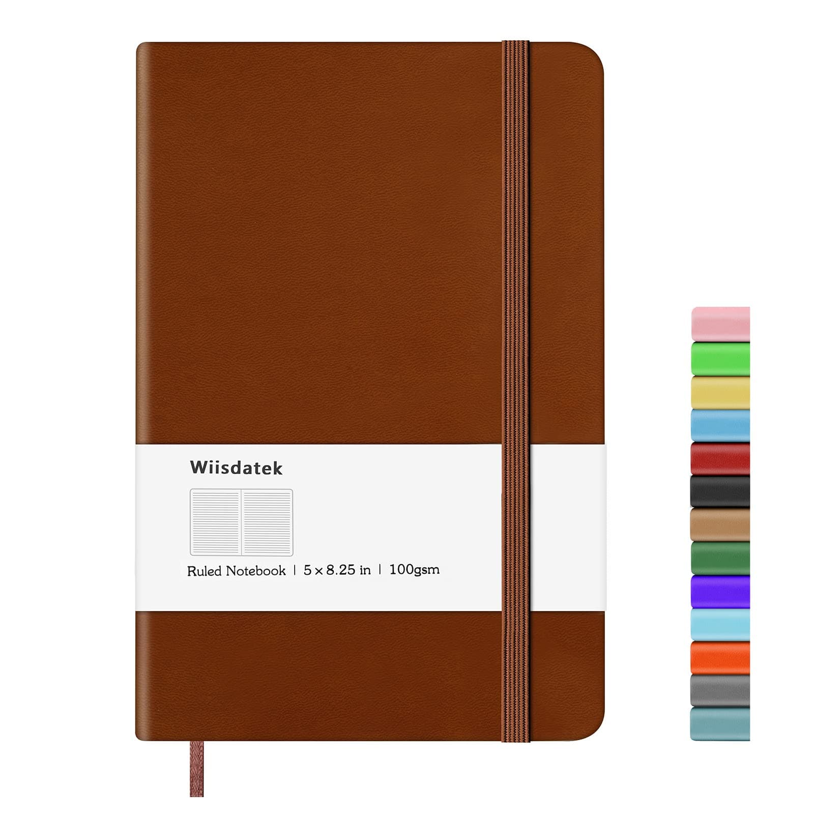 Notebook Journal, Lined Leather Hard Cover,100Gsm Thick Paper with Inner Pocket for Writing Note Taking Office School,5"×8.25"(Brown)