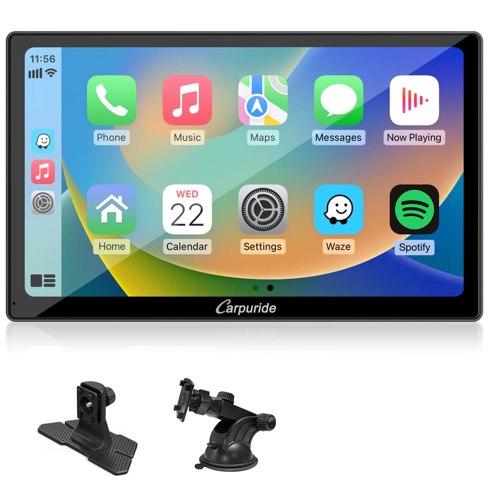 CARPURIDE C98 Wired/Wireless Carplay & Android Auto Portable Car Stereo, 9 Inch HD Touch Screen Car Radio with AirPlay Mirror Link,Bluetooth,Navigation,Siri,AUX, FM