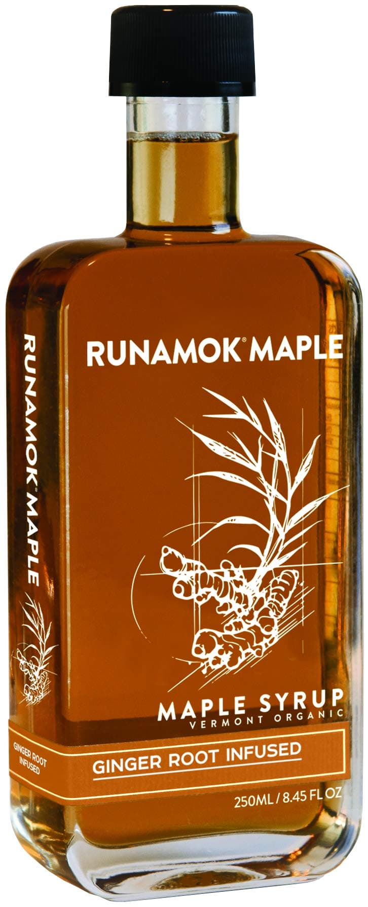 Runamok Ginger Root Infused Maple Syrup - Authentic & Real Vermont Maple Syrup | Gluten Free & Natural Sweetener | Great for Cooking, Tea & Cocktails | 8.45 Fl Oz (250mL)