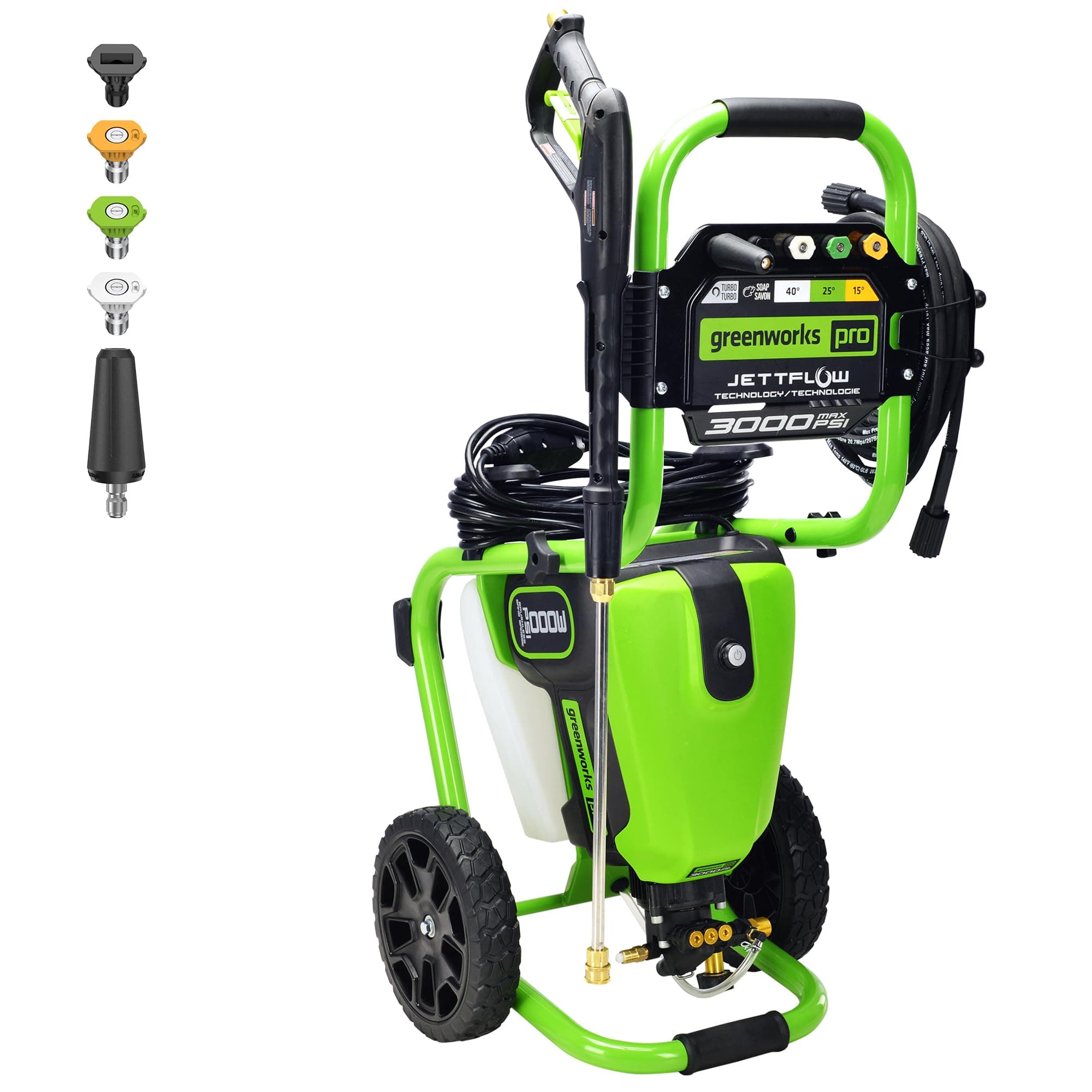 Pro Brushless 3000 PSI (CSA Certified) 2.0 GPM Max / 1.1 GPM Electric Pressure Washer (Rugged Steel Frame, 25 FT Hose, 35 FT GFCI Power Cord)