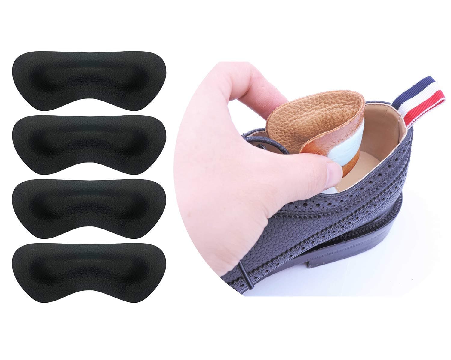 Leather Heel Grips Liner,Non Slip Inserts for Men Women Shoes Too Big,Shoe Filler Improved Shoe Fit and Comfort,Prevent Blisters (Black, Thick)