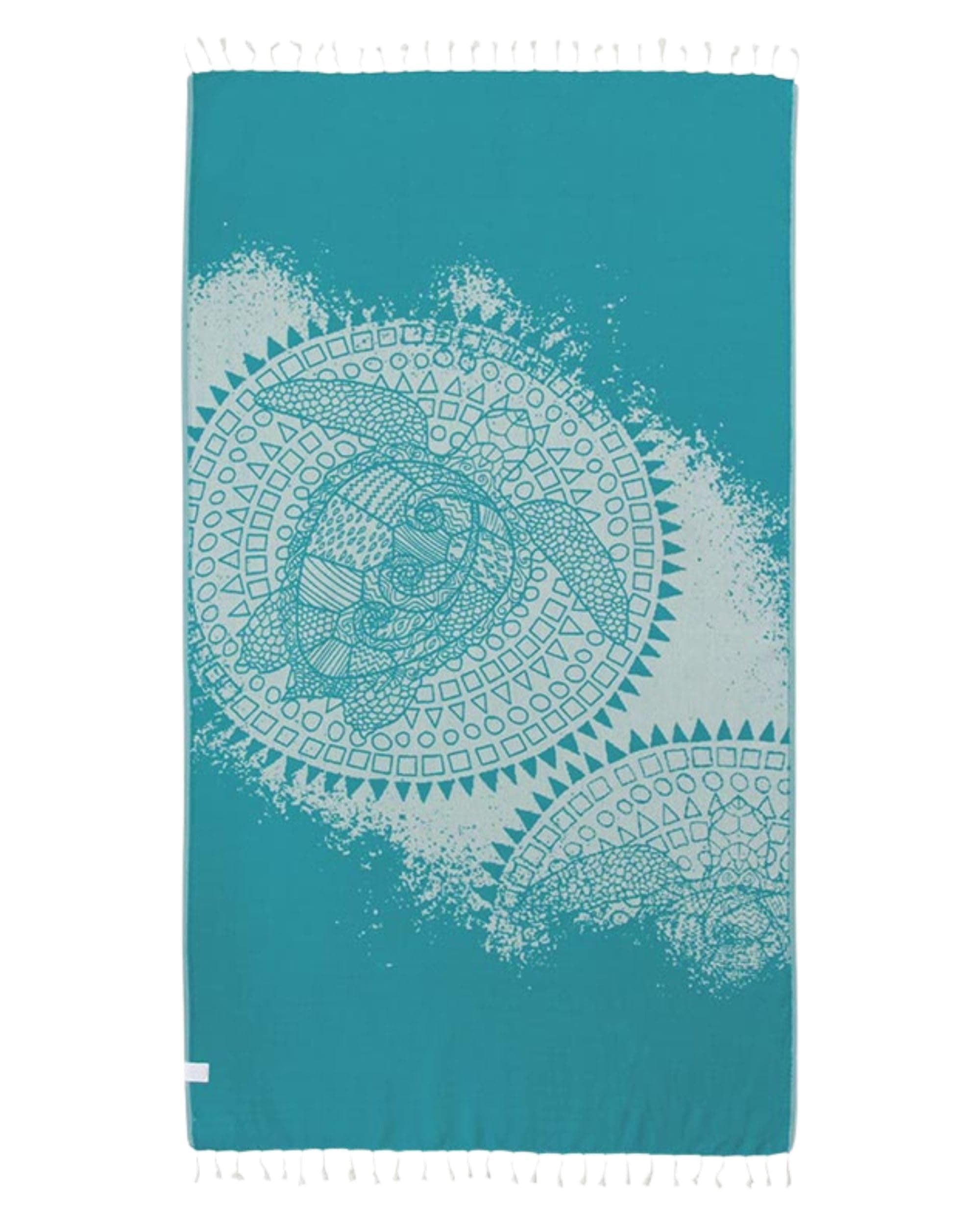 Sand Cloud Turkish Beach Towel - Sand Proof - 100% Certified Organic Turkish Towel - Quick Dry Towel for Beach, Blanket or Bath Towel - As Seen on Shark Tank - Mandala Sea Turtle Green…