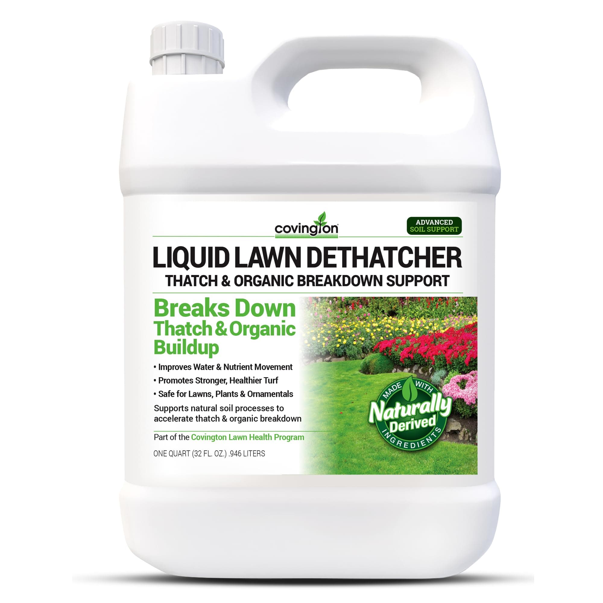 Covington Liquid Lawn Dethatcher (32oz) – Liquid Aerator Concentrate & Humic Thatch Remover, Soil Softener & Grass Thatch Buster for Lawns & Gardens – Kids & Pet Safe, Made in USA